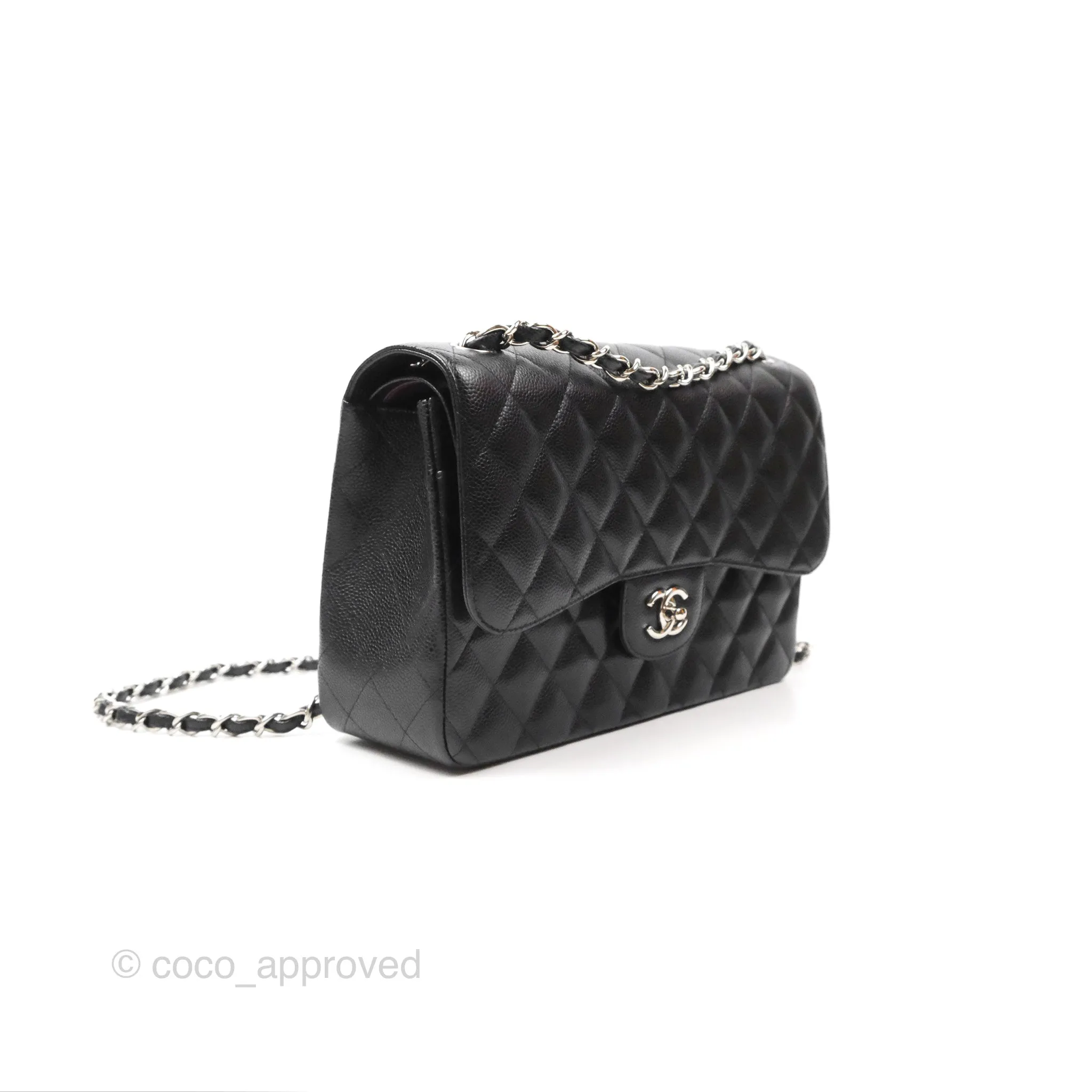 Chanel Jumbo Double Flap Quilted Black Caviar Silver Hardware