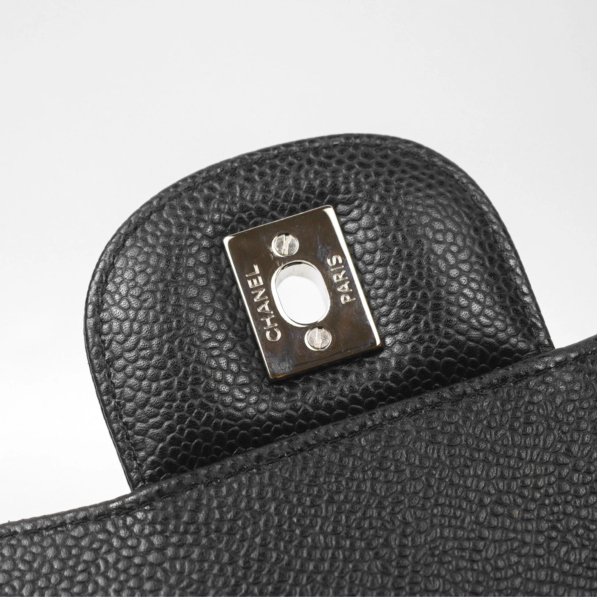 Chanel Jumbo Double Flap Quilted Black Caviar Silver Hardware