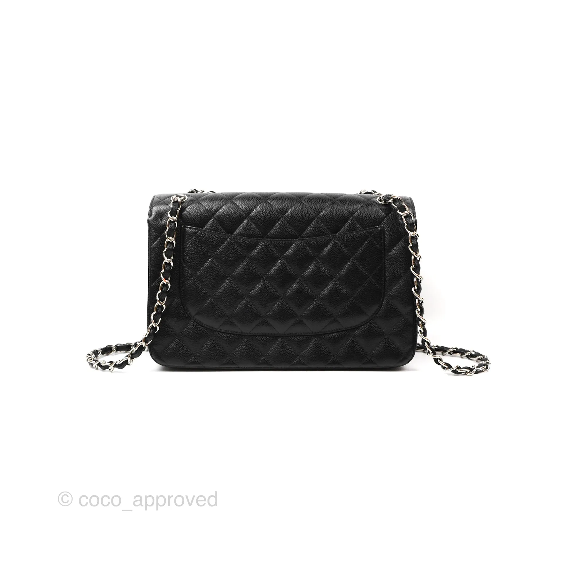Chanel Jumbo Double Flap Quilted Black Caviar Silver Hardware