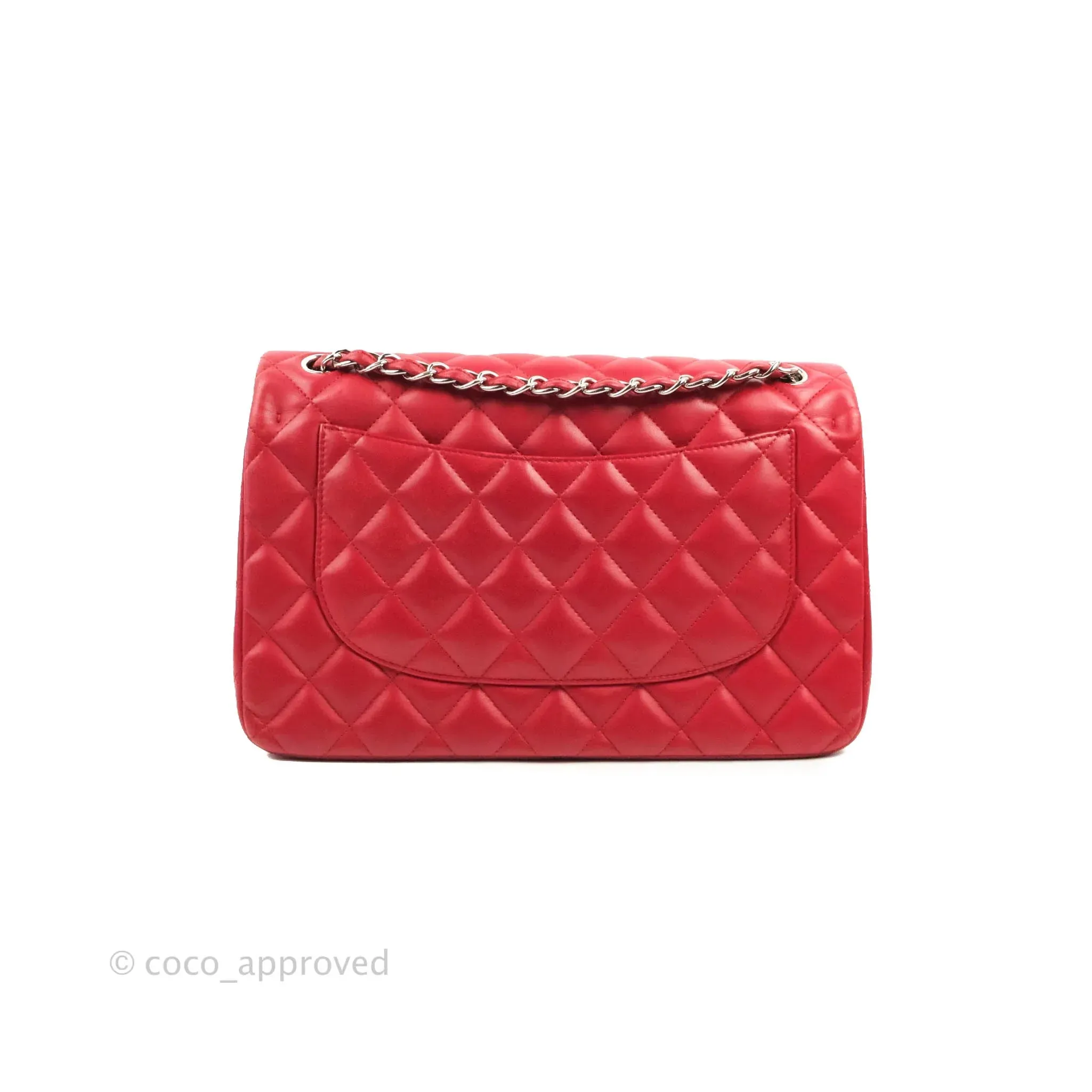 Chanel Jumbo Double Flap Red Lambskin Silver Hardware⁣⁣