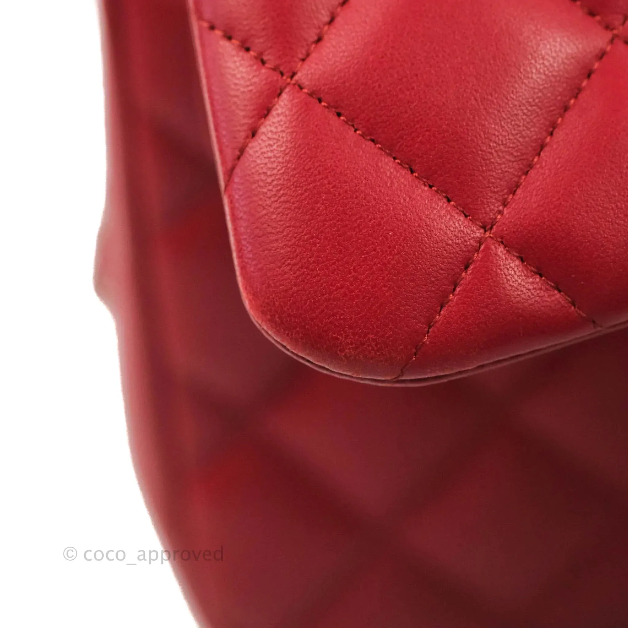 Chanel Jumbo Double Flap Red Lambskin Silver Hardware⁣⁣