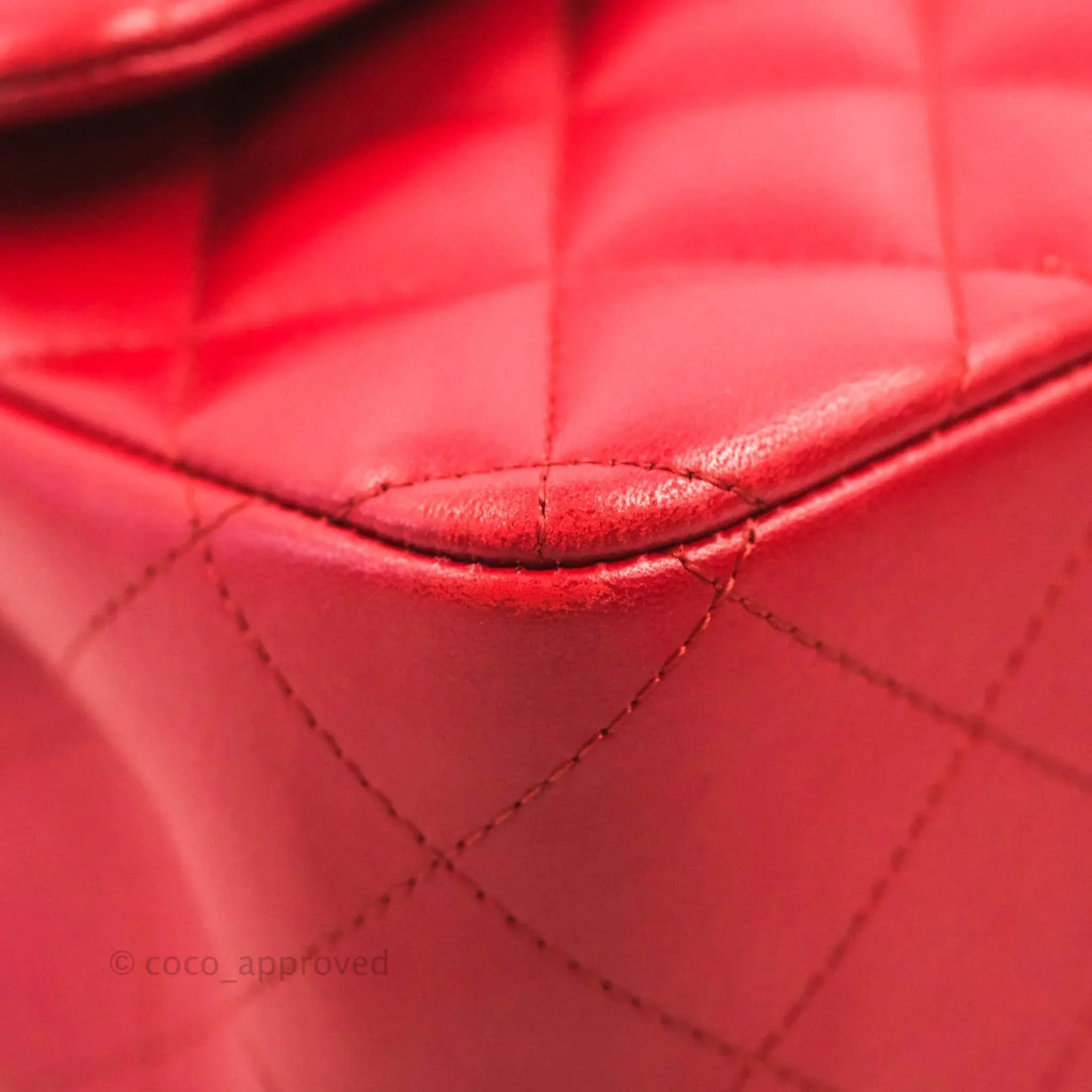Chanel Jumbo Double Flap Red Lambskin Silver Hardware⁣⁣