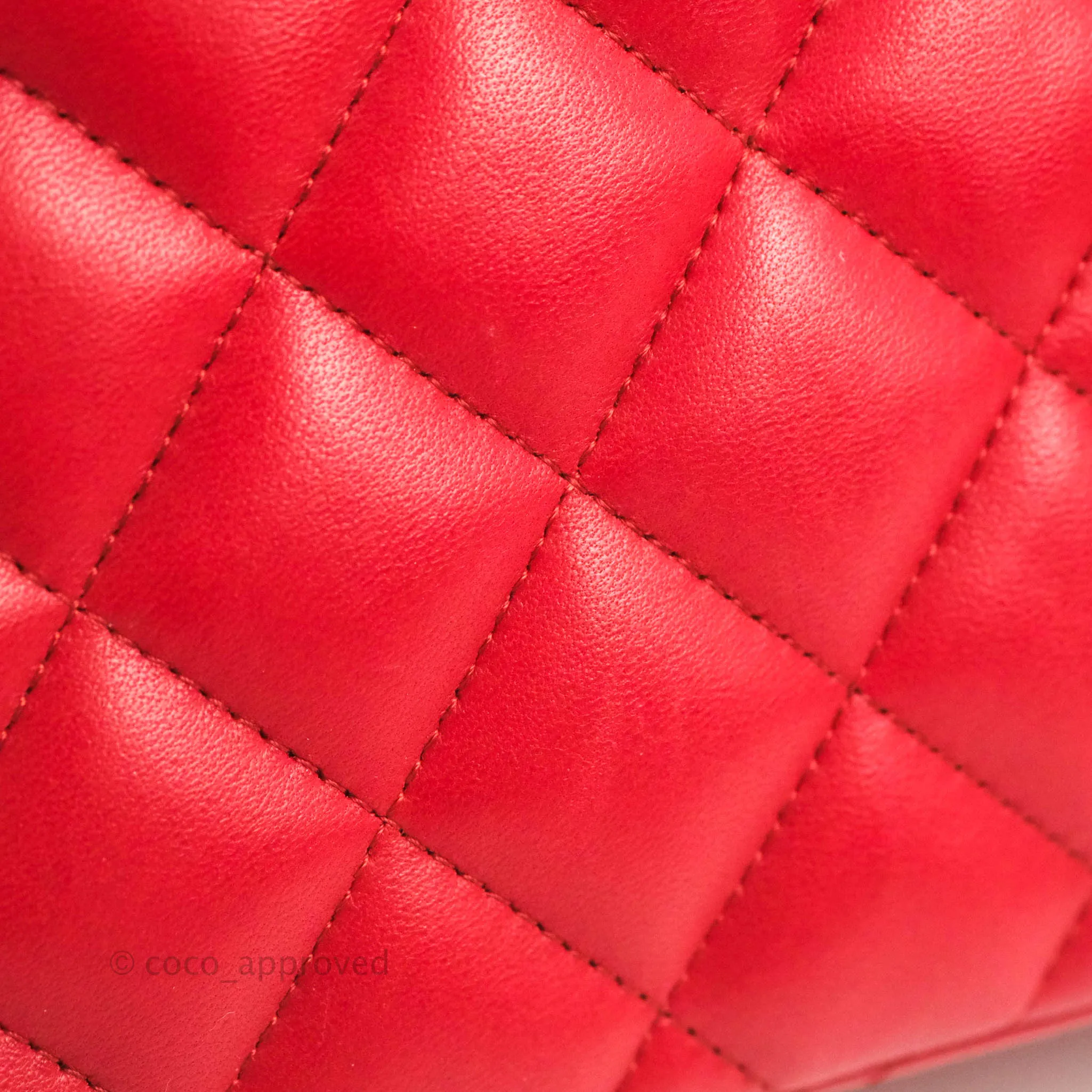 Chanel Jumbo Double Flap Red Lambskin Silver Hardware⁣⁣