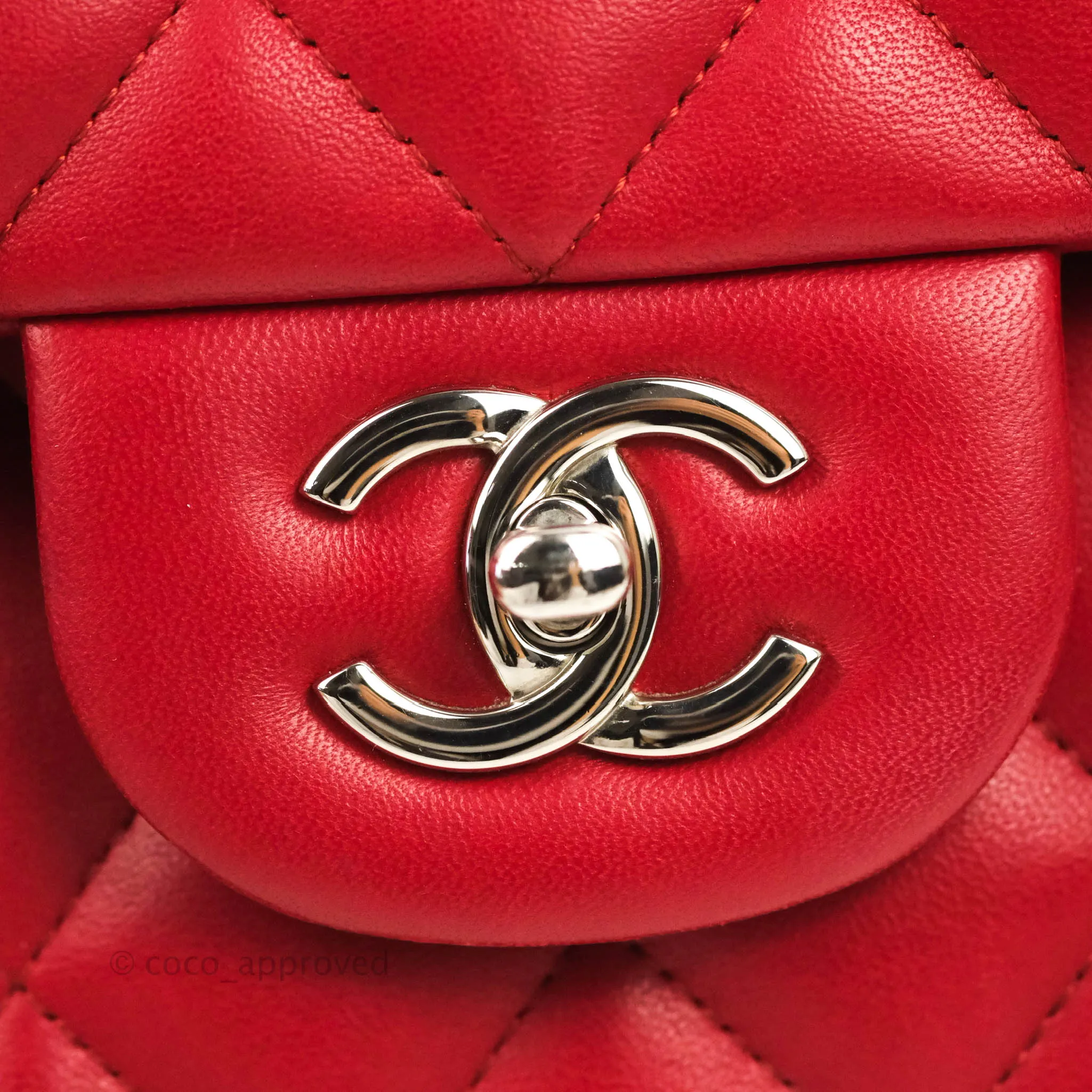 Chanel Jumbo Double Flap Red Lambskin Silver Hardware⁣⁣