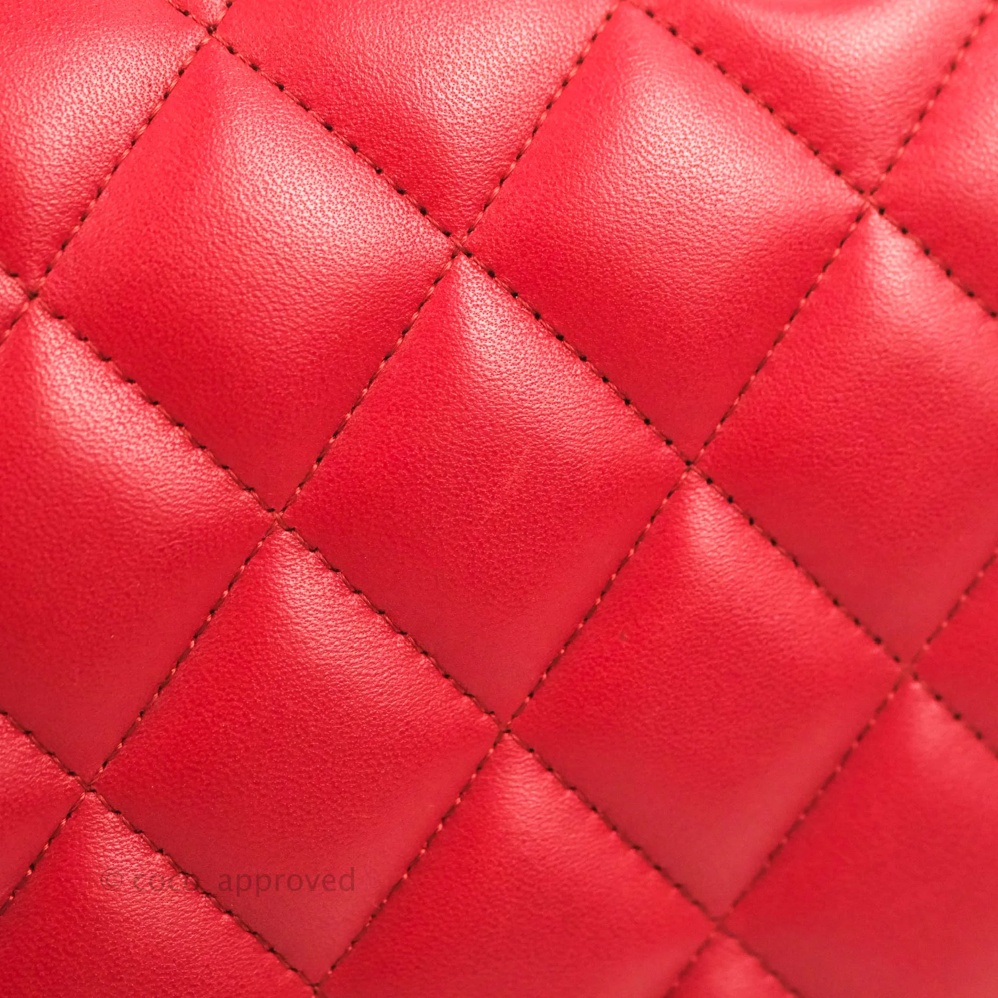 Chanel Jumbo Double Flap Red Lambskin Silver Hardware⁣⁣