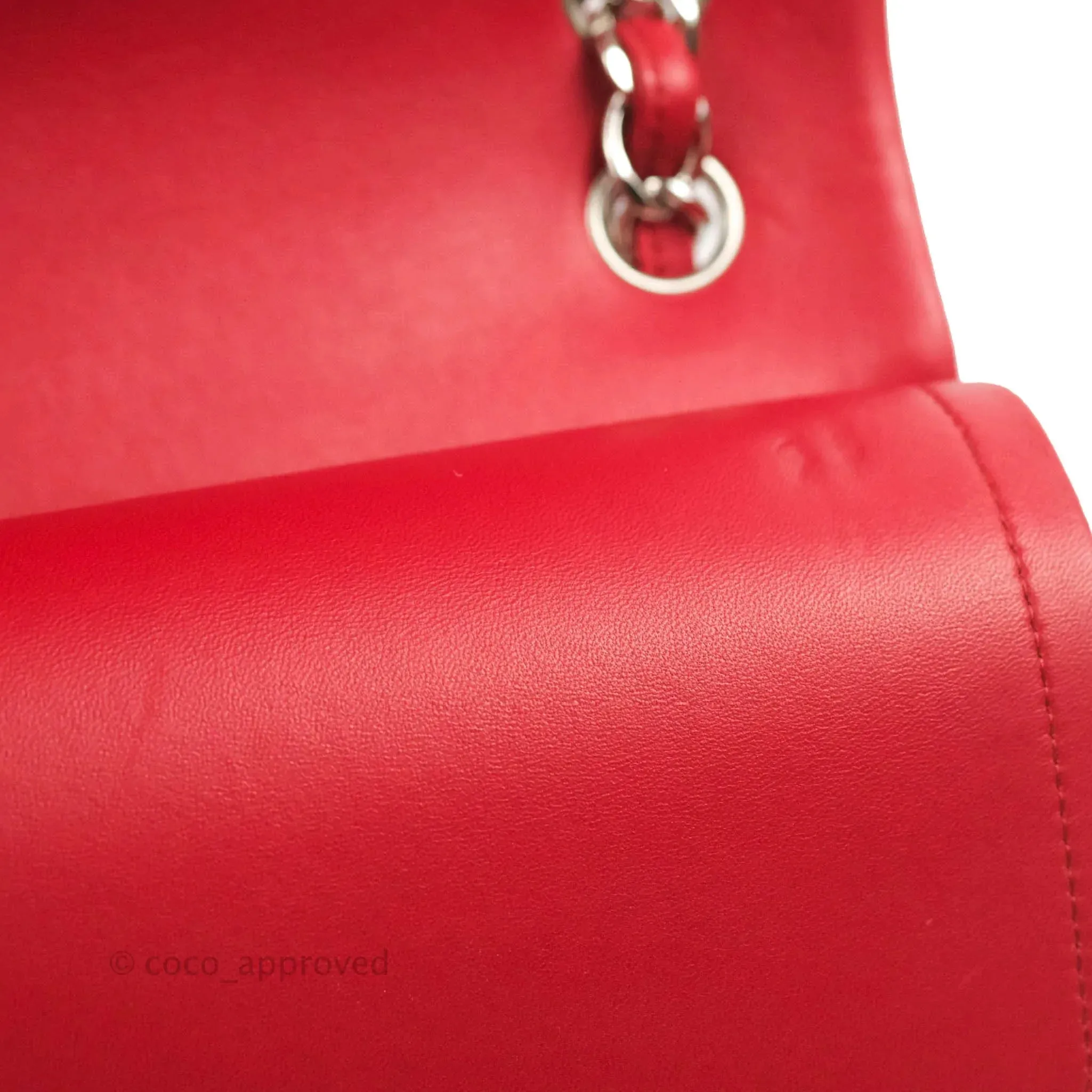 Chanel Jumbo Double Flap Red Lambskin Silver Hardware⁣⁣