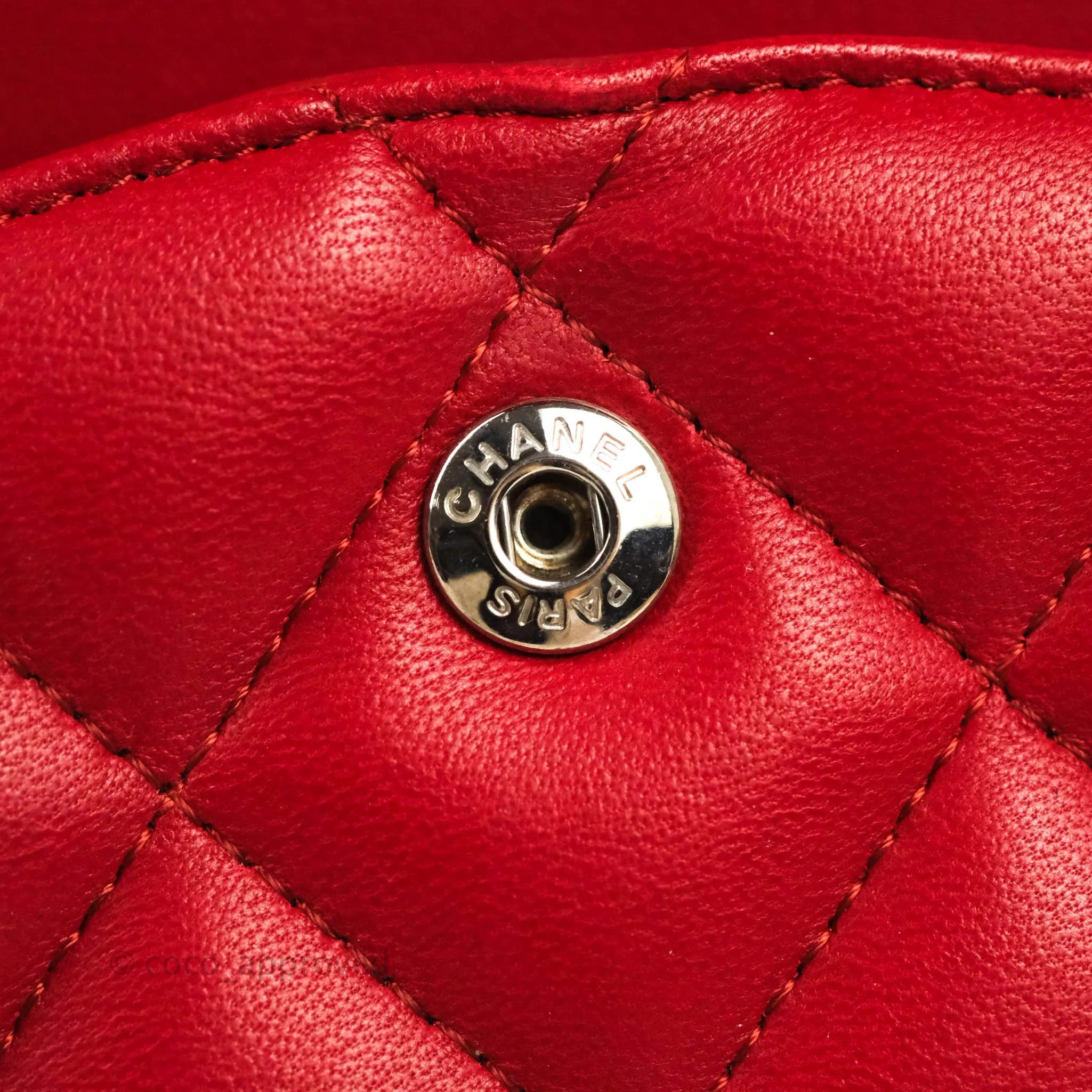 Chanel Jumbo Double Flap Red Lambskin Silver Hardware⁣⁣