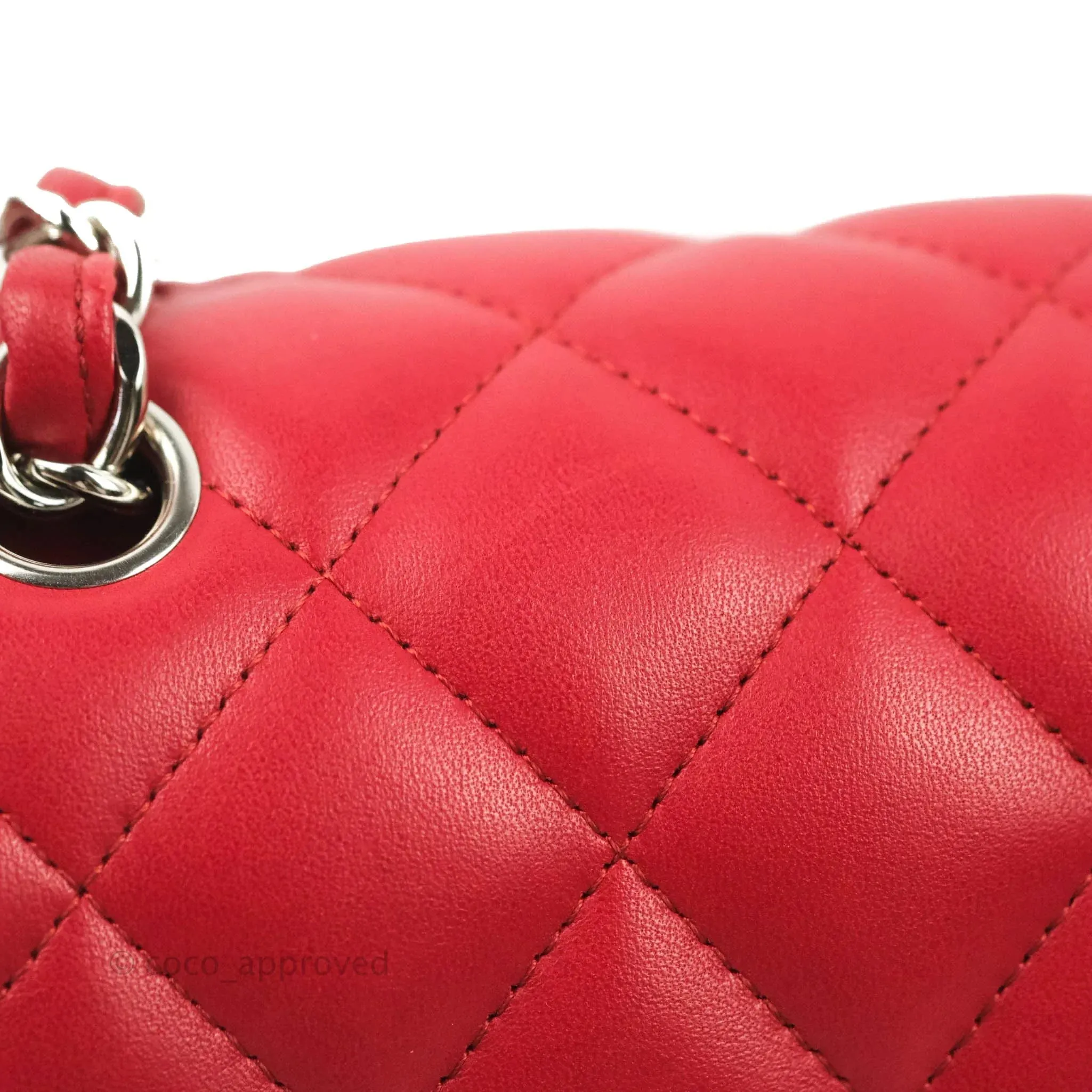 Chanel Jumbo Double Flap Red Lambskin Silver Hardware⁣⁣