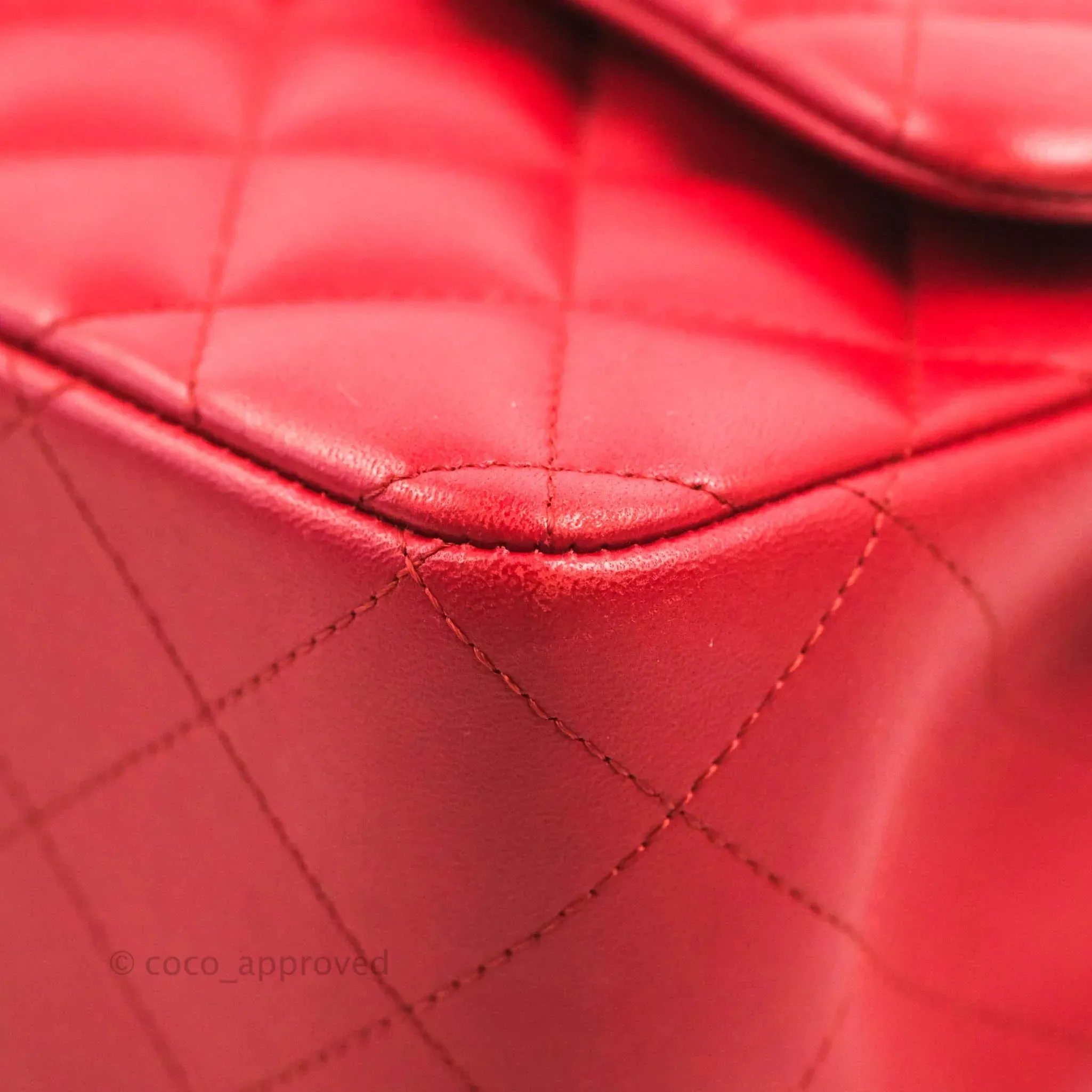 Chanel Jumbo Double Flap Red Lambskin Silver Hardware⁣⁣