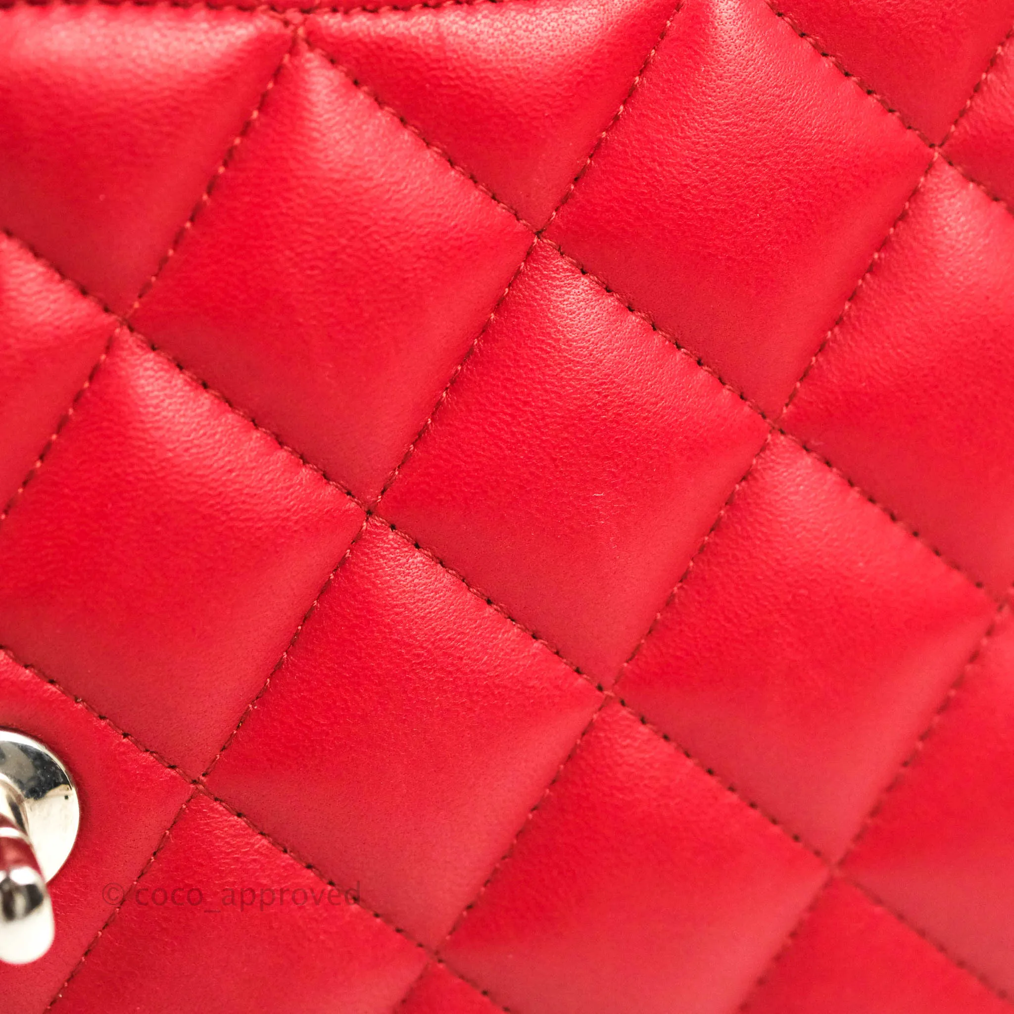 Chanel Jumbo Double Flap Red Lambskin Silver Hardware⁣⁣