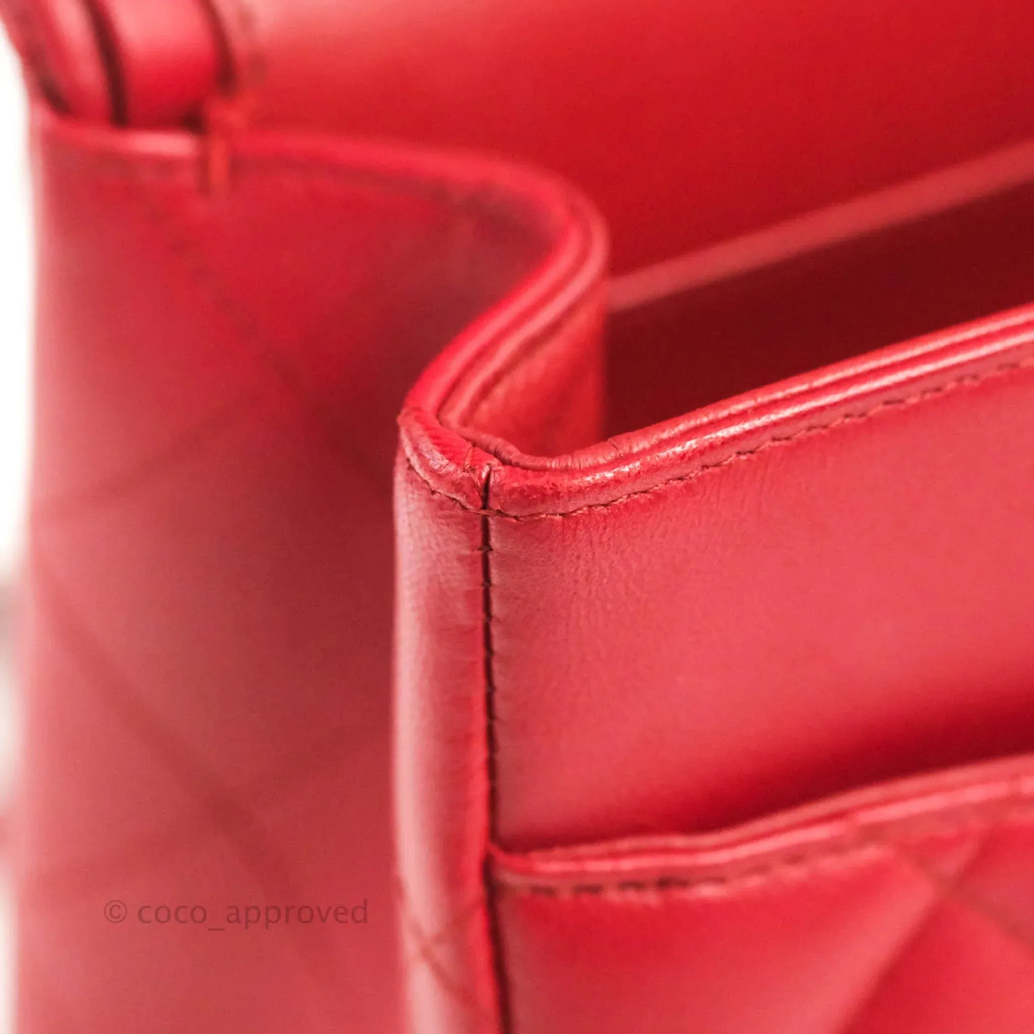 Chanel Jumbo Double Flap Red Lambskin Silver Hardware⁣⁣