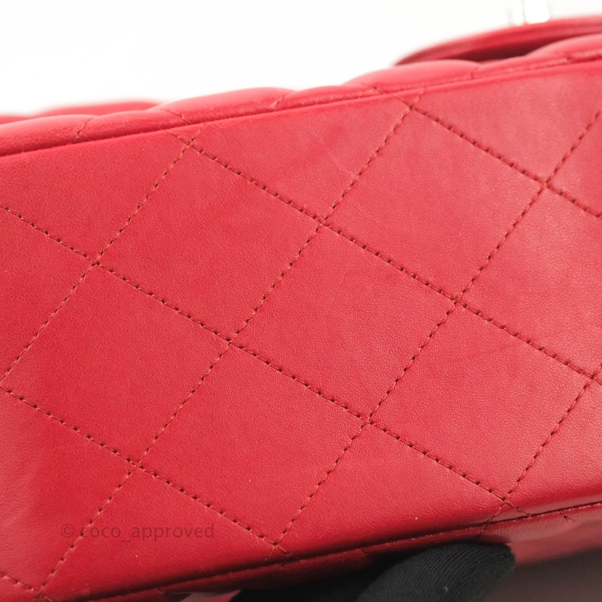 Chanel Jumbo Double Flap Red Lambskin Silver Hardware⁣⁣