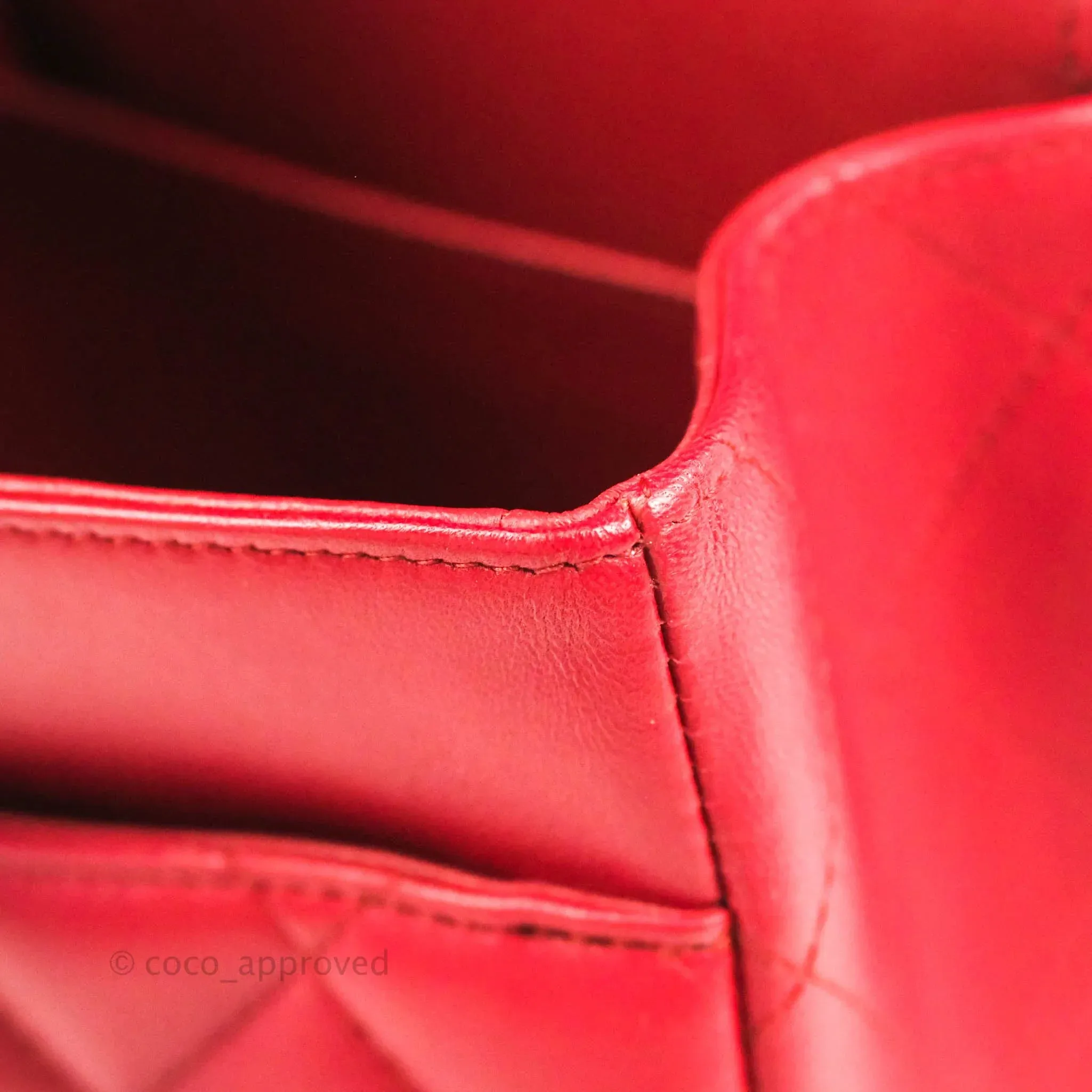 Chanel Jumbo Double Flap Red Lambskin Silver Hardware⁣⁣
