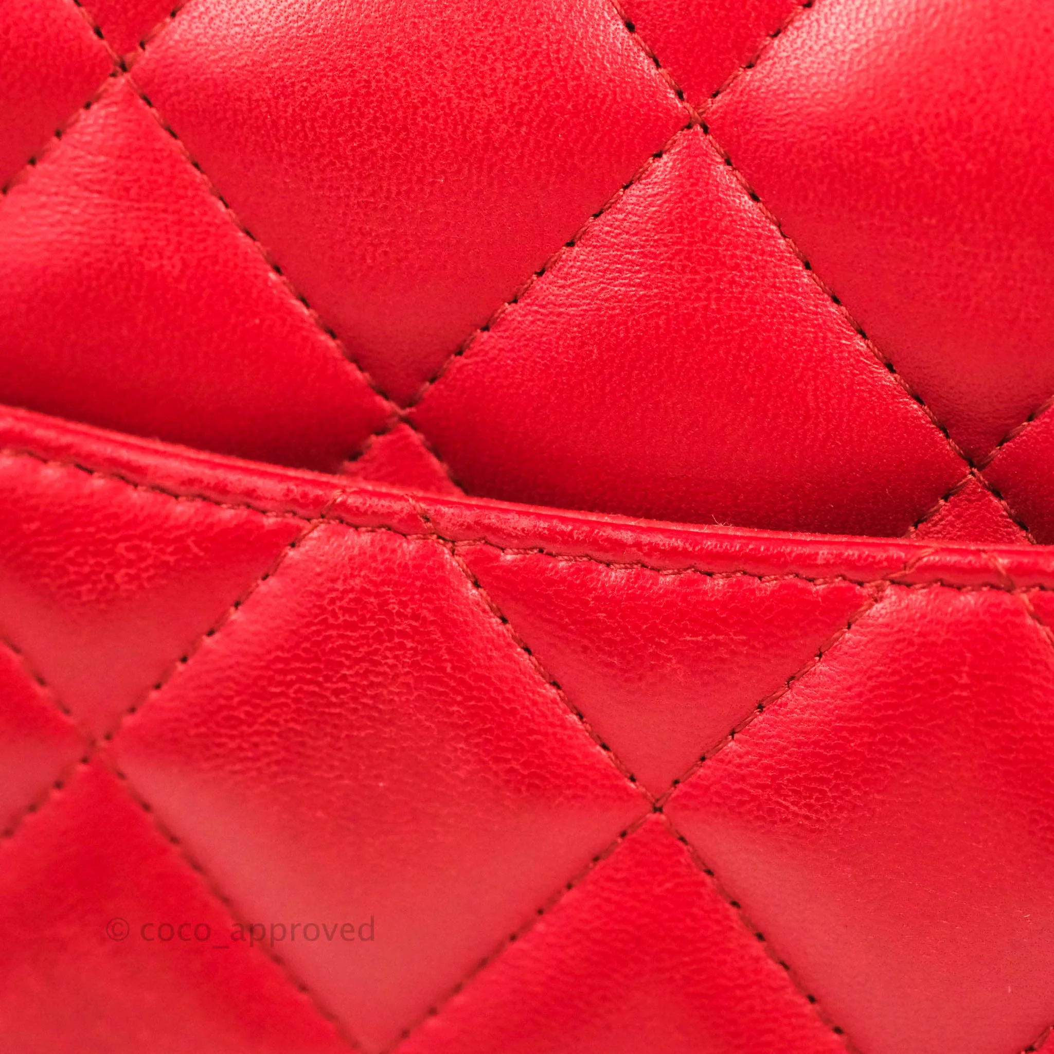 Chanel Jumbo Double Flap Red Lambskin Silver Hardware⁣⁣