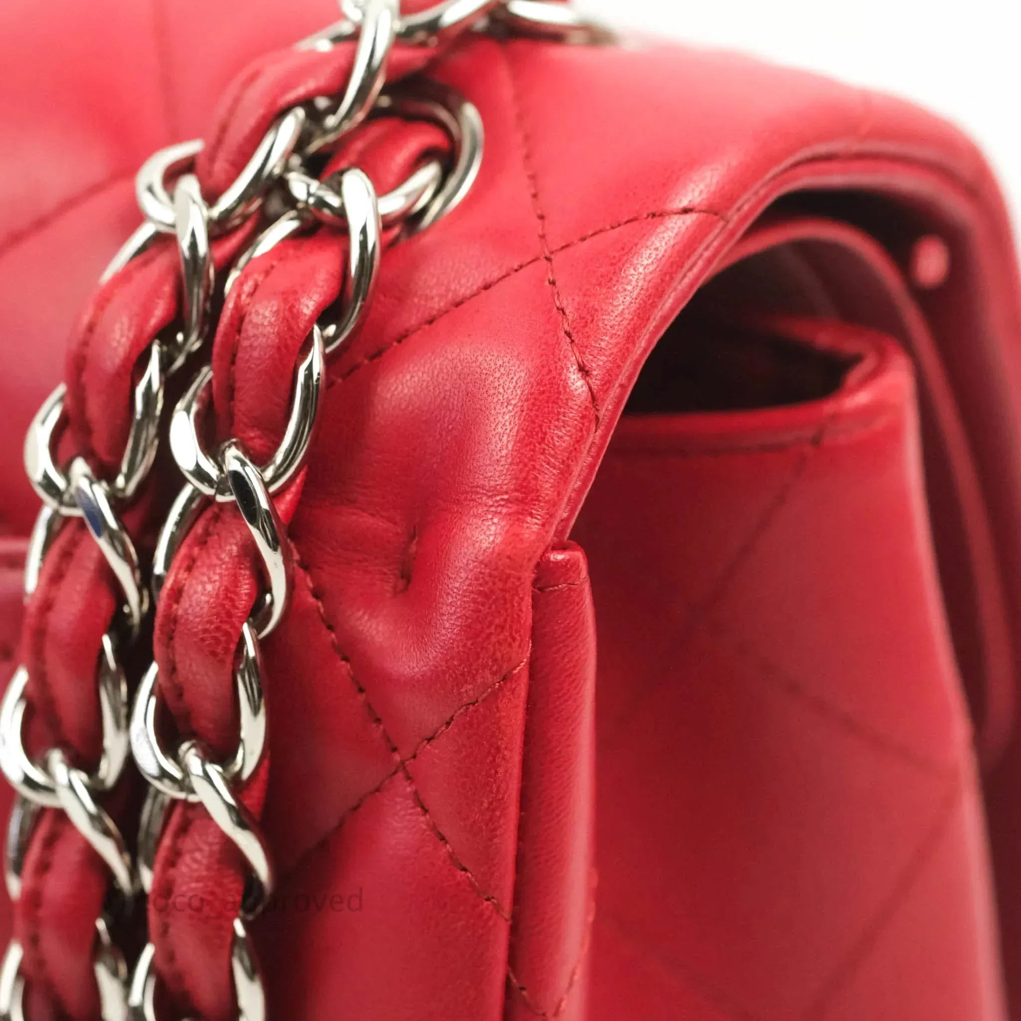 Chanel Jumbo Double Flap Red Lambskin Silver Hardware⁣⁣