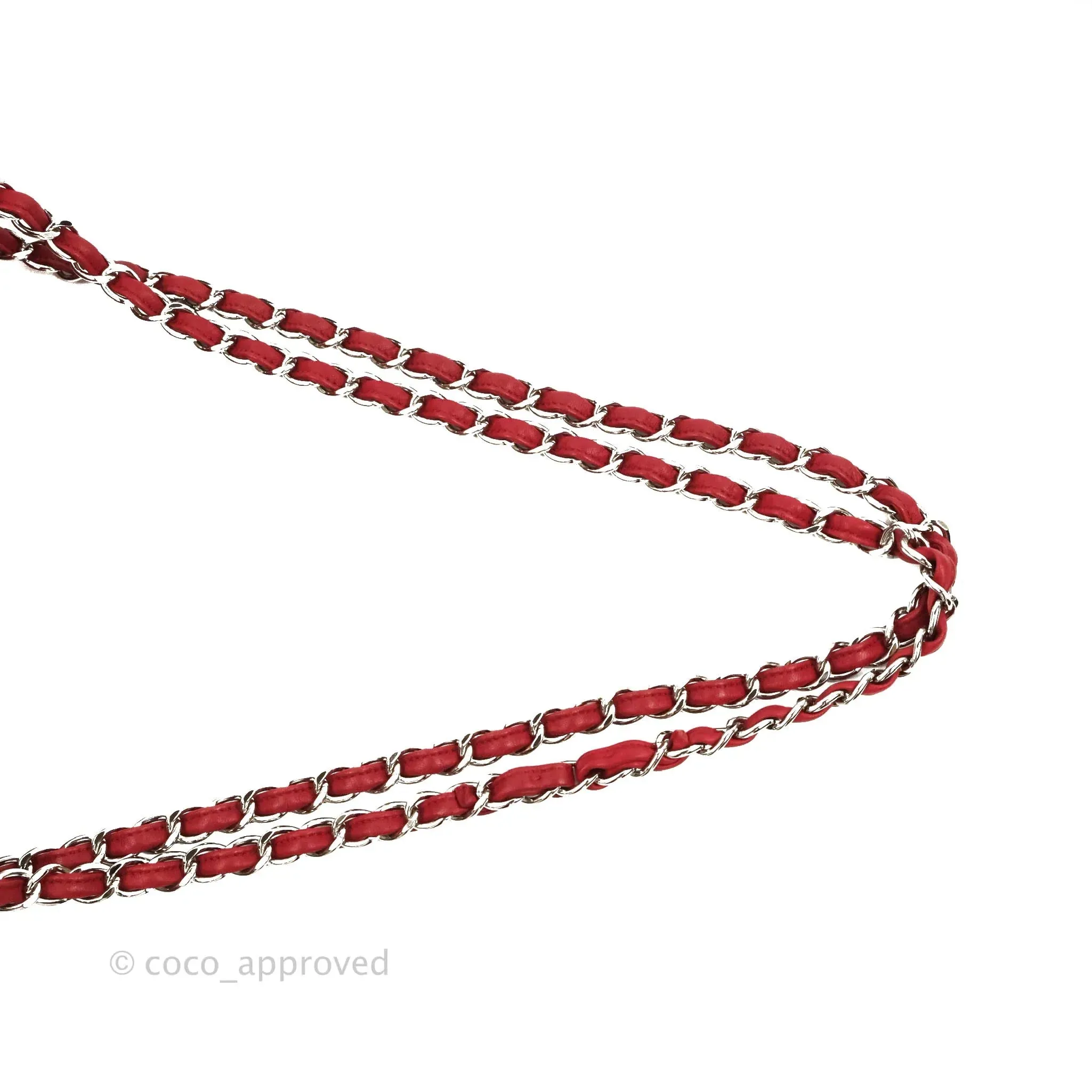 Chanel Jumbo Double Flap Red Lambskin Silver Hardware⁣⁣