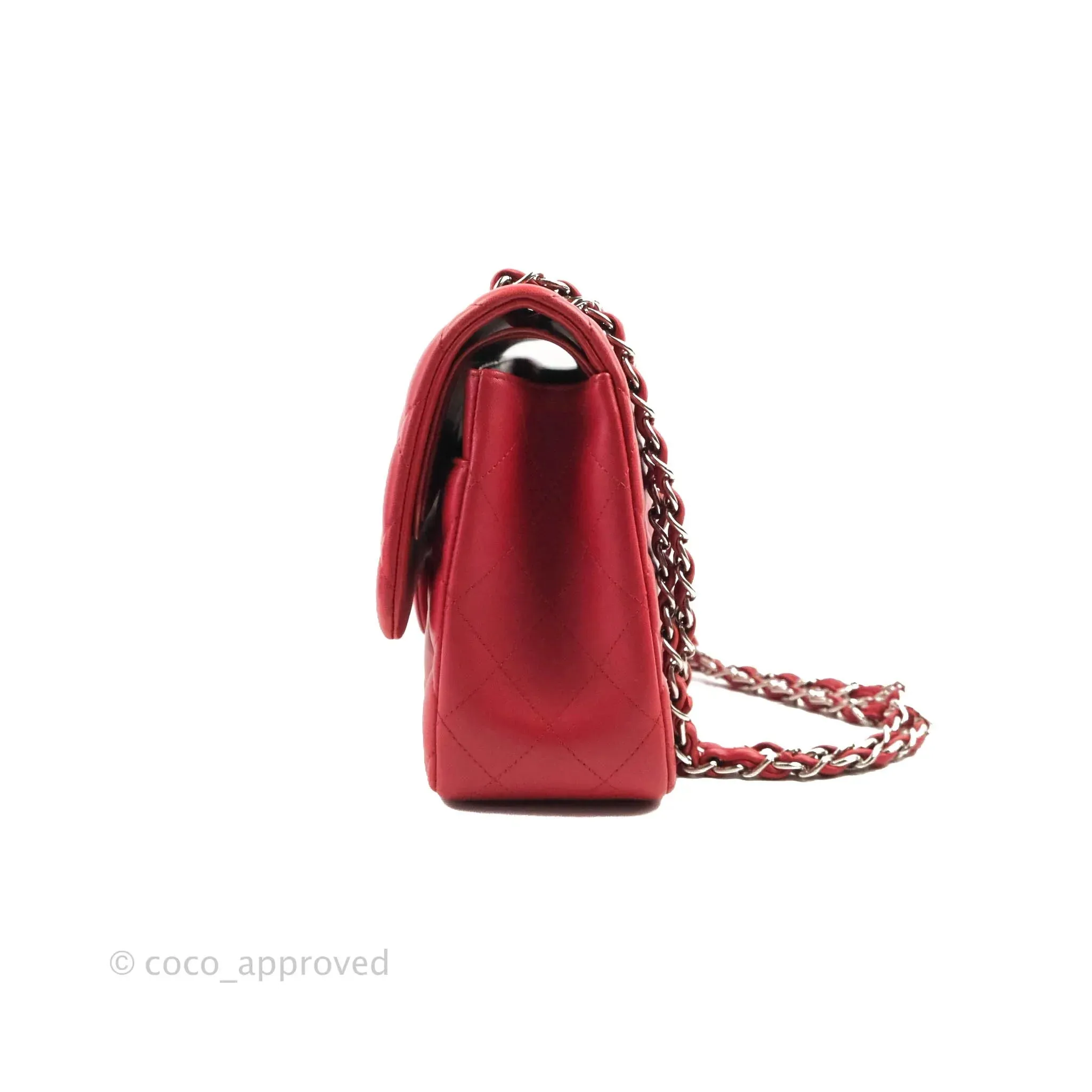 Chanel Jumbo Double Flap Red Lambskin Silver Hardware⁣⁣