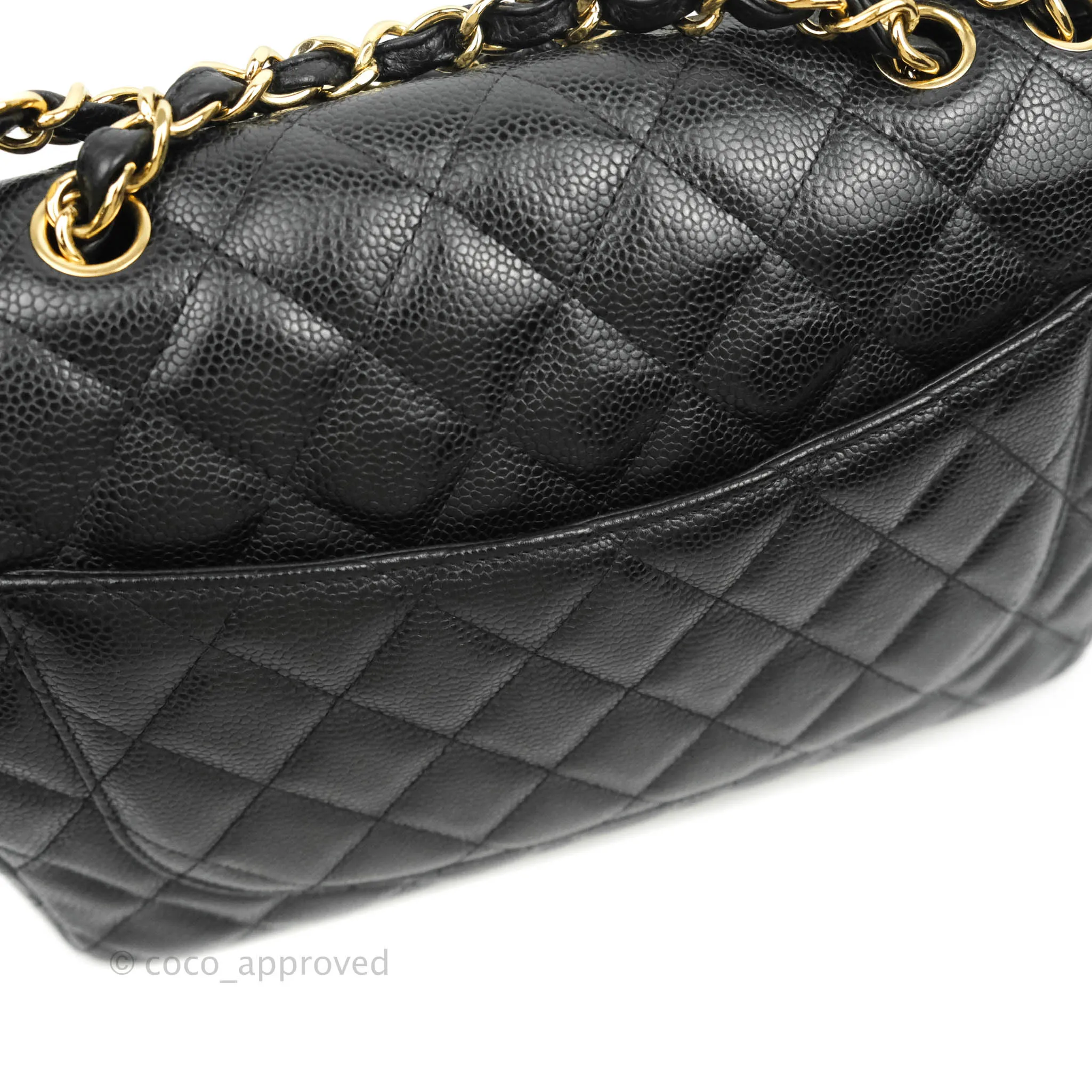 Chanel Jumbo Single Flap Black Caviar Gold Hardware