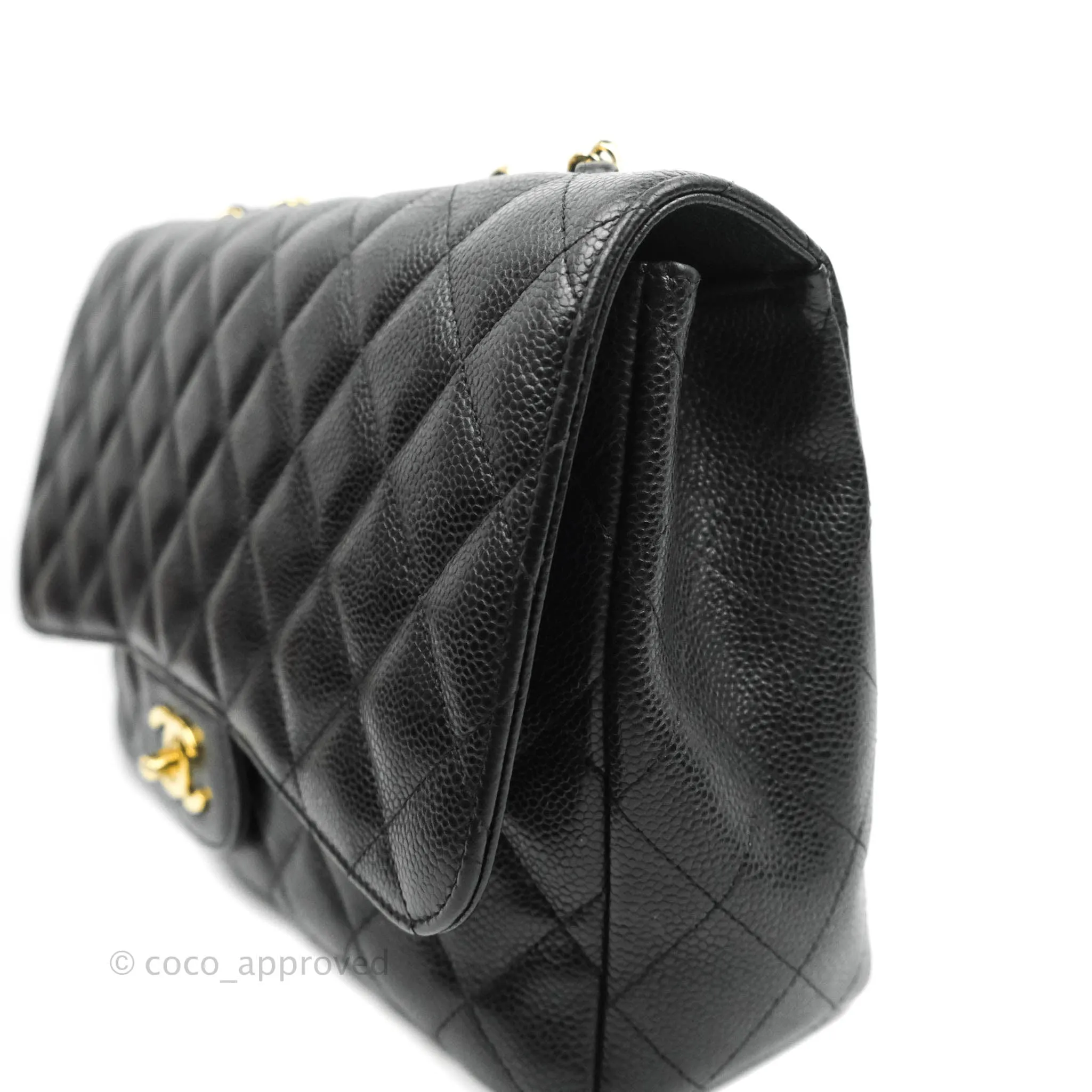 Chanel Jumbo Single Flap Black Caviar Gold Hardware