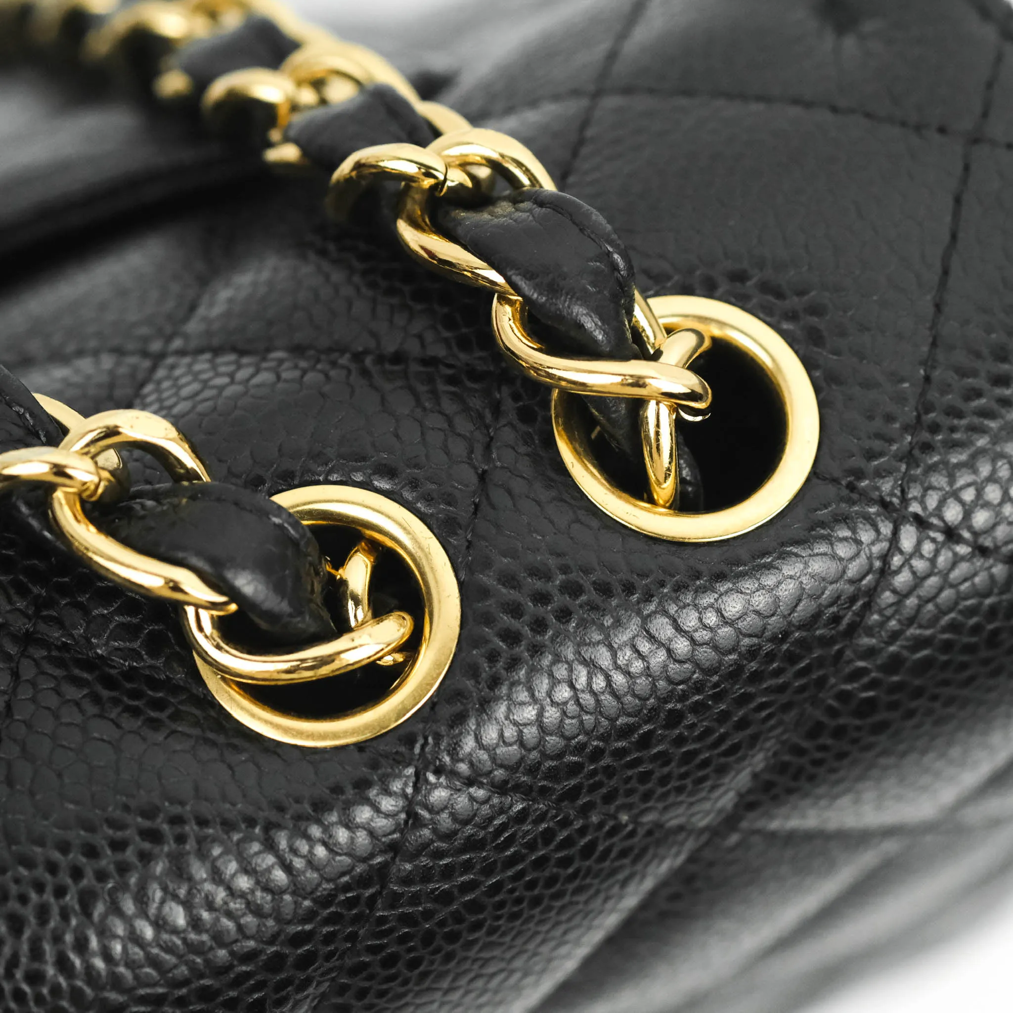 Chanel Jumbo Single Flap Black Caviar Gold Hardware