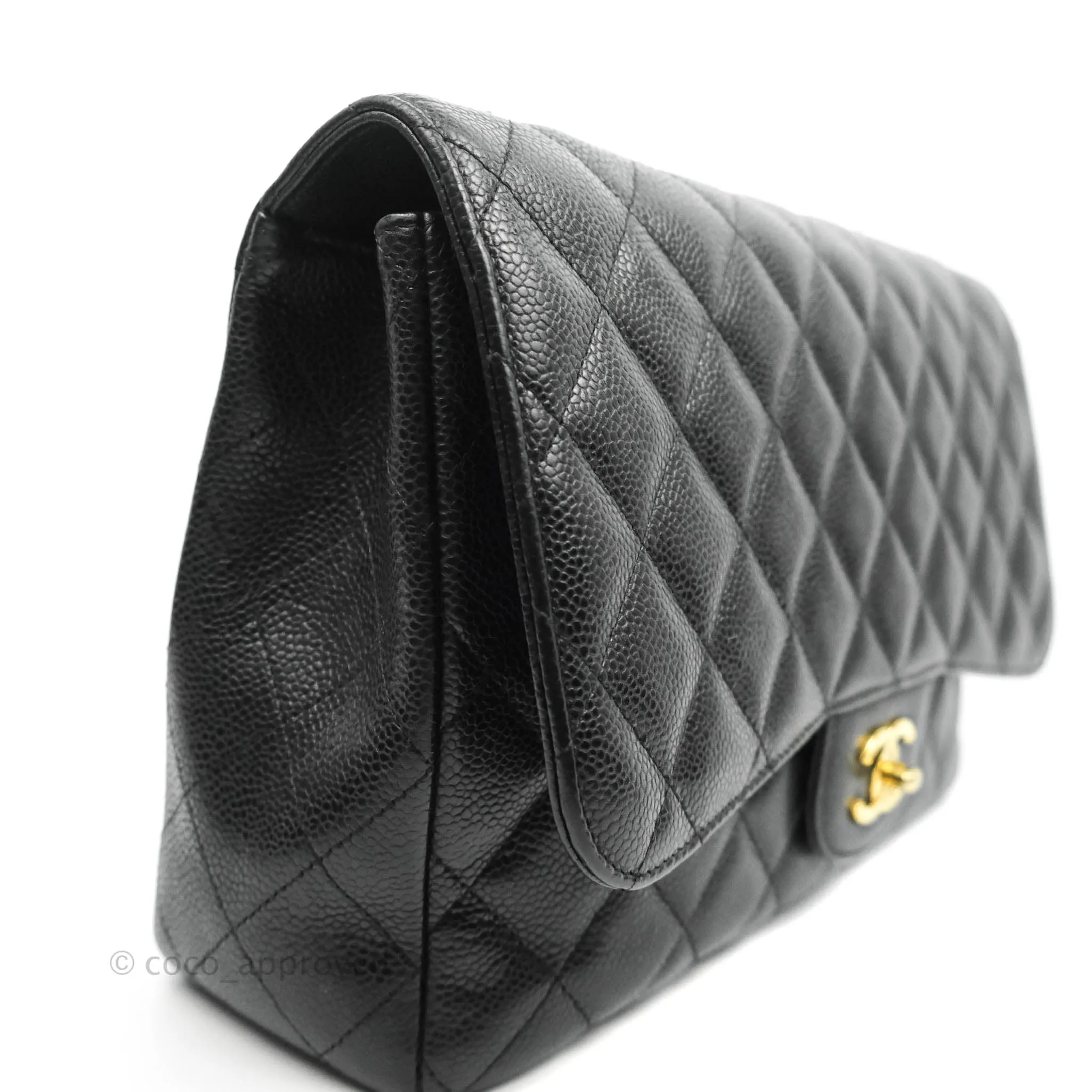 Chanel Jumbo Single Flap Black Caviar Gold Hardware