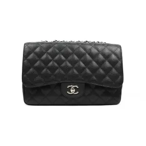 Chanel Jumbo Single Flap Black Caviar Silver Hardware