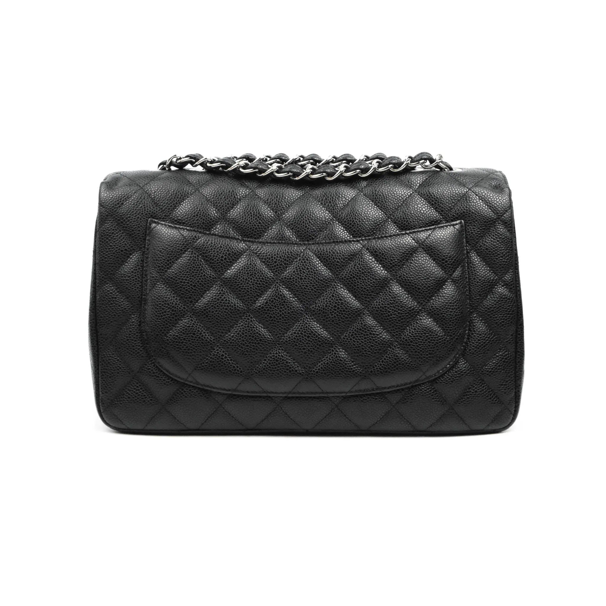 Chanel Jumbo Single Flap Black Caviar Silver Hardware