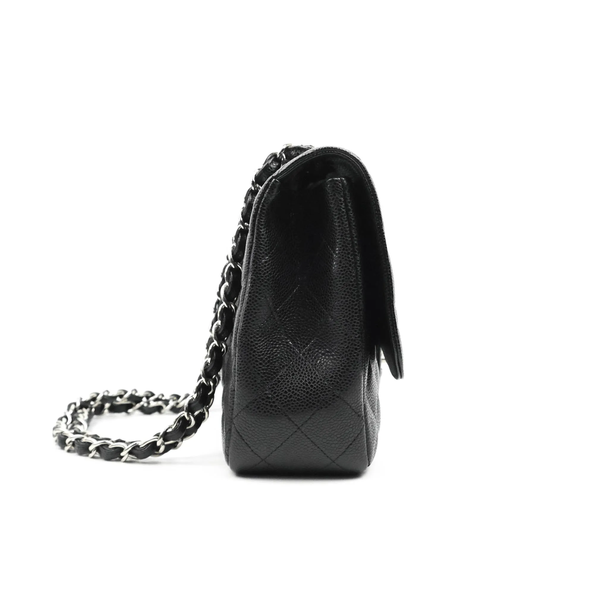 Chanel Jumbo Single Flap Black Caviar Silver Hardware