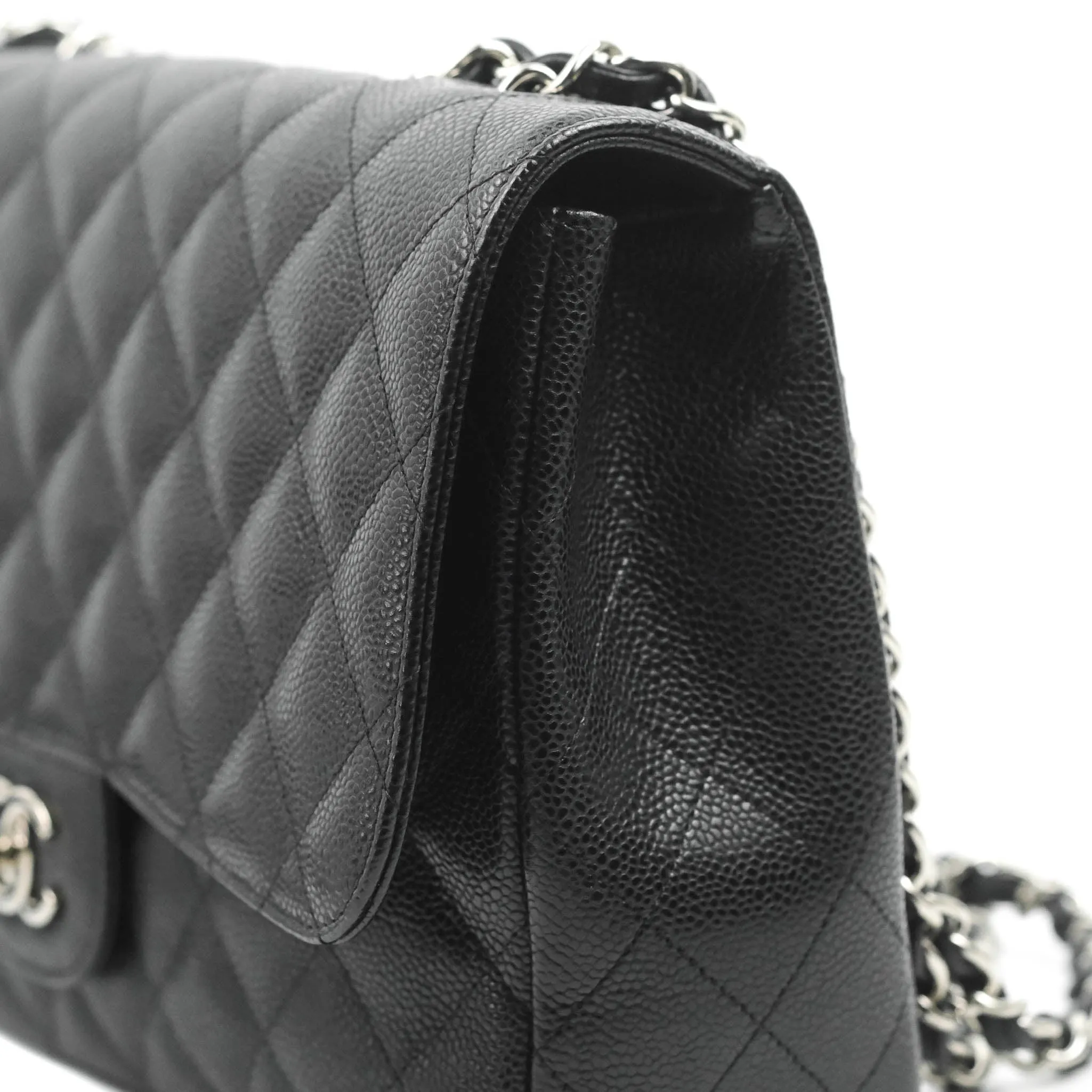 Chanel Jumbo Single Flap Black Caviar Silver Hardware