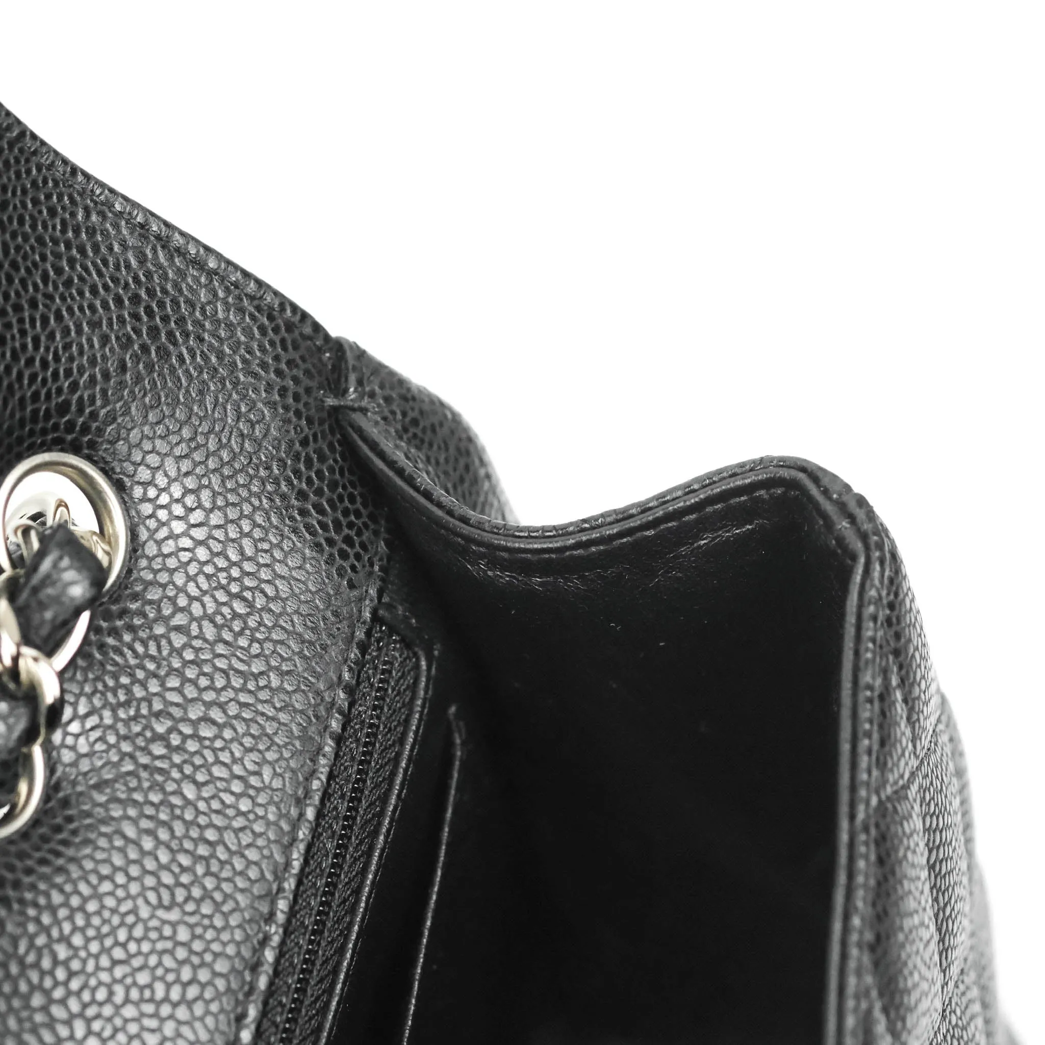 Chanel Jumbo Single Flap Black Caviar Silver Hardware
