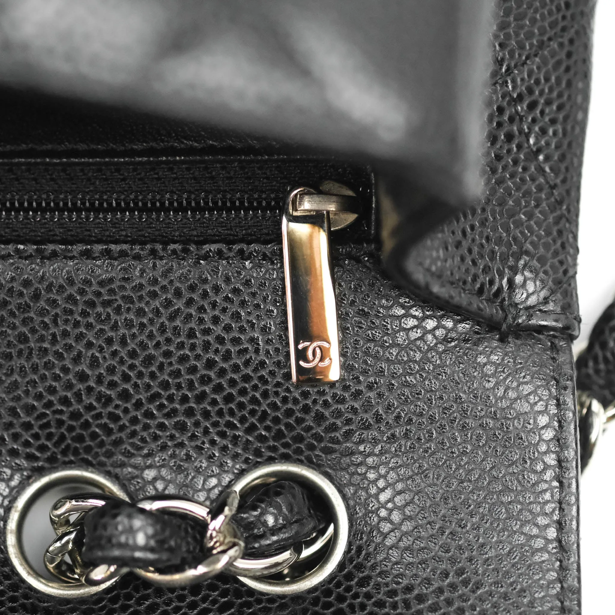 Chanel Jumbo Single Flap Black Caviar Silver Hardware