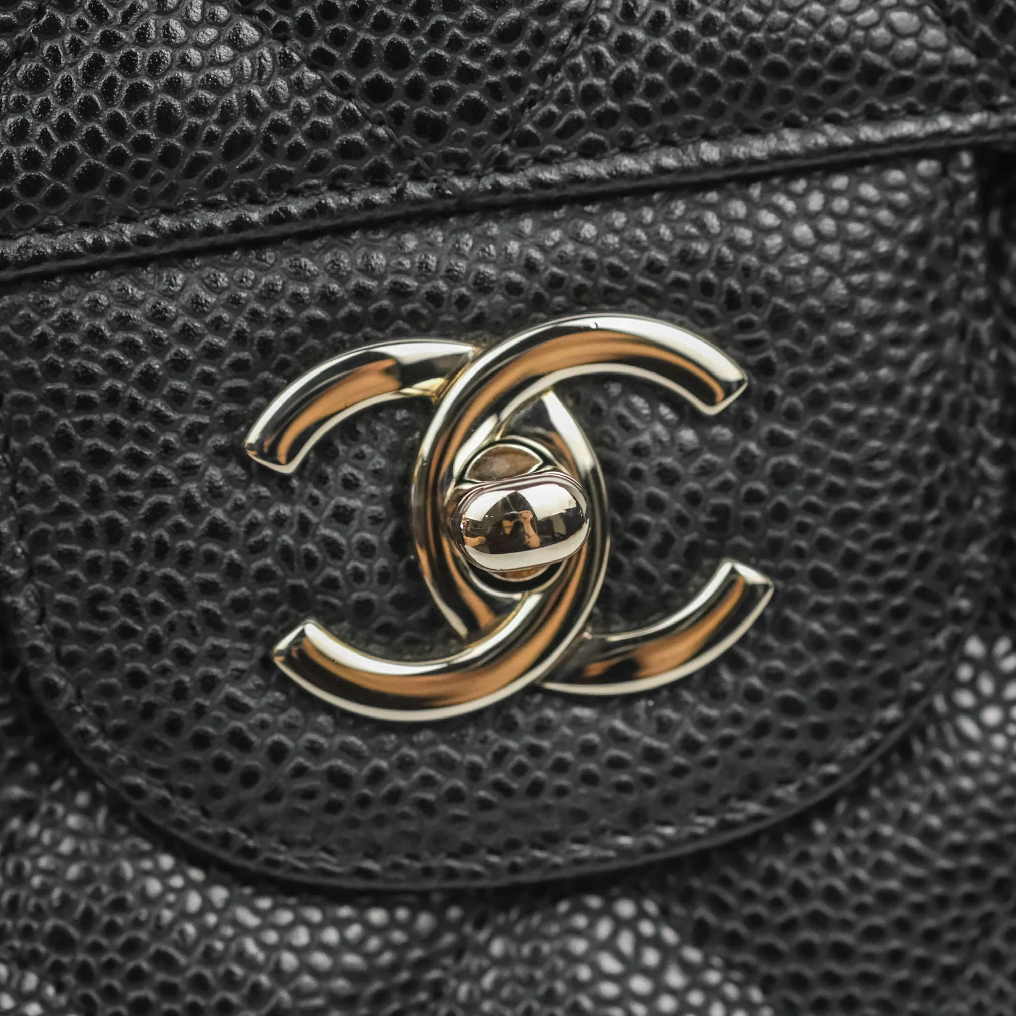 Chanel Jumbo Single Flap Black Caviar Silver Hardware