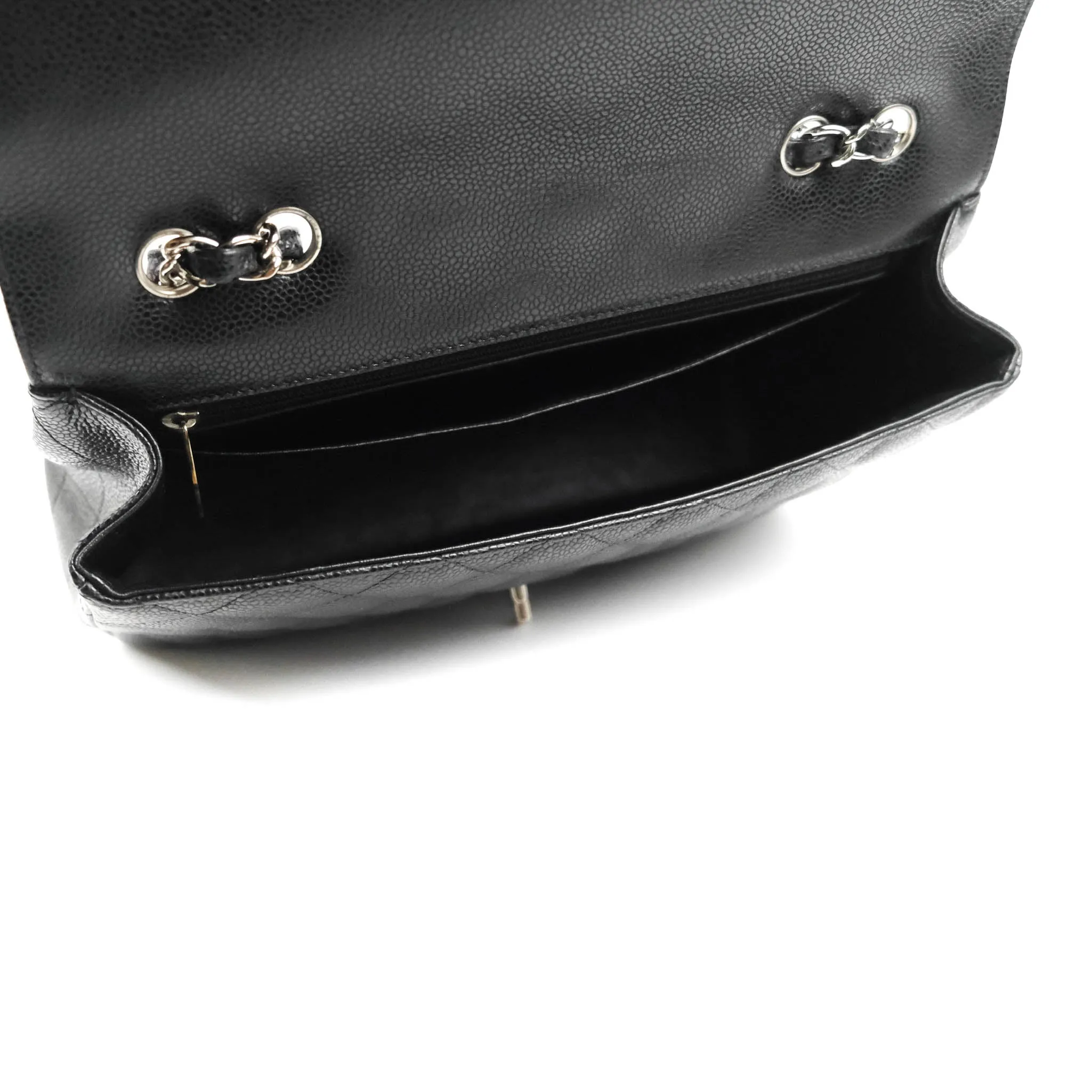 Chanel Jumbo Single Flap Black Caviar Silver Hardware