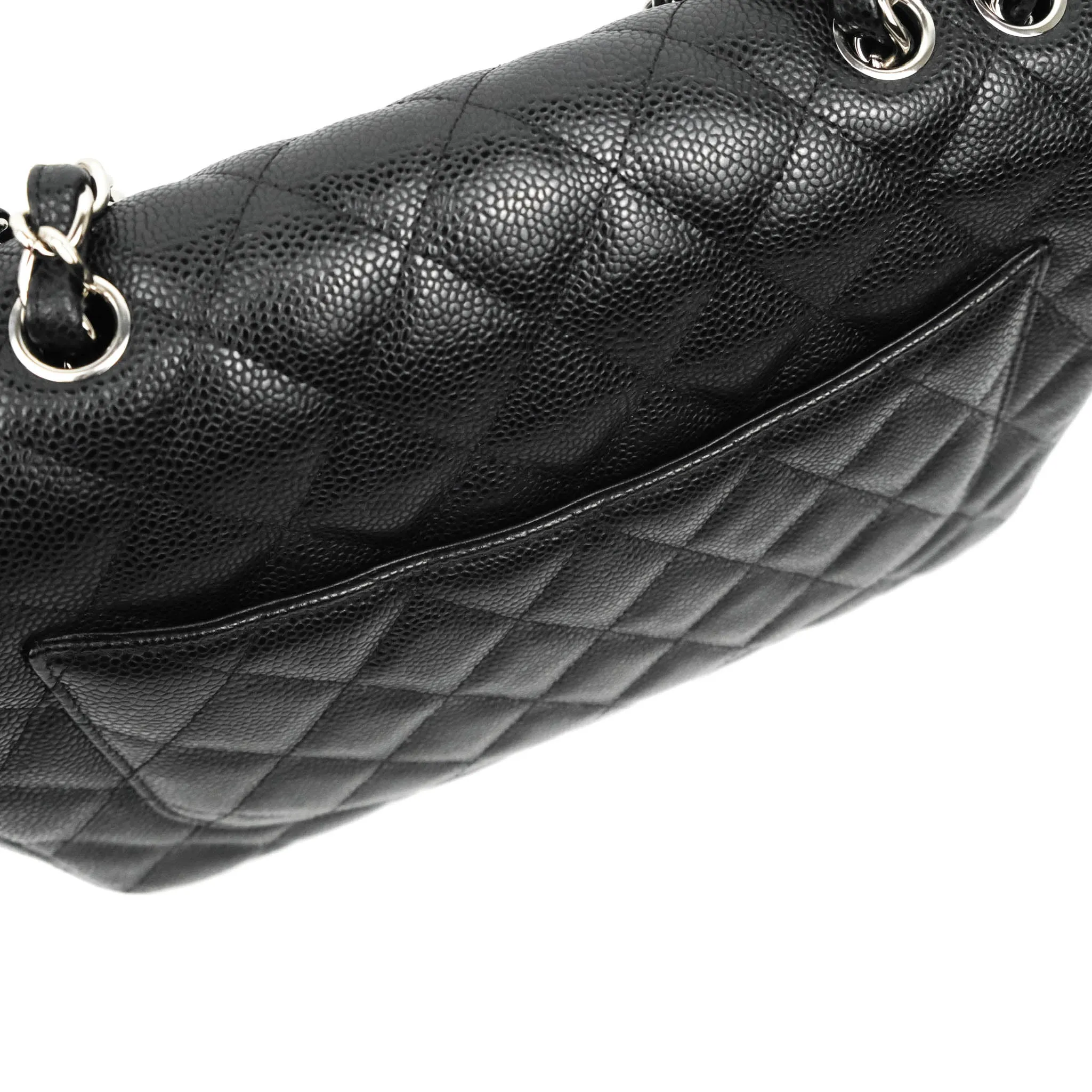 Chanel Jumbo Single Flap Black Caviar Silver Hardware
