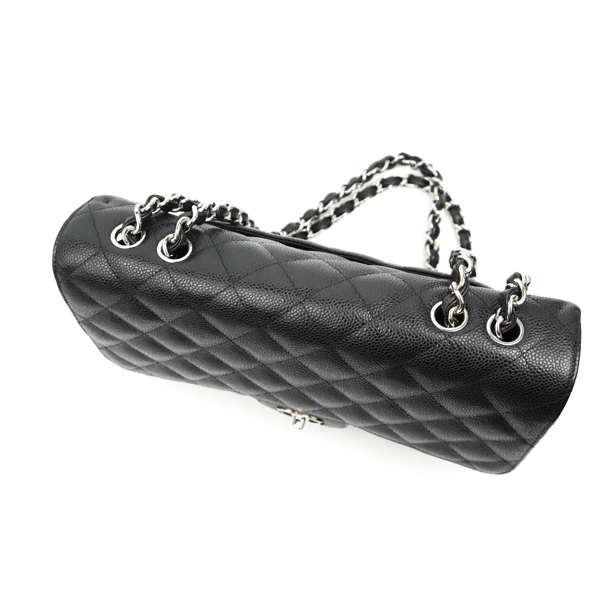 Chanel Jumbo Single Flap Black Caviar Silver Hardware