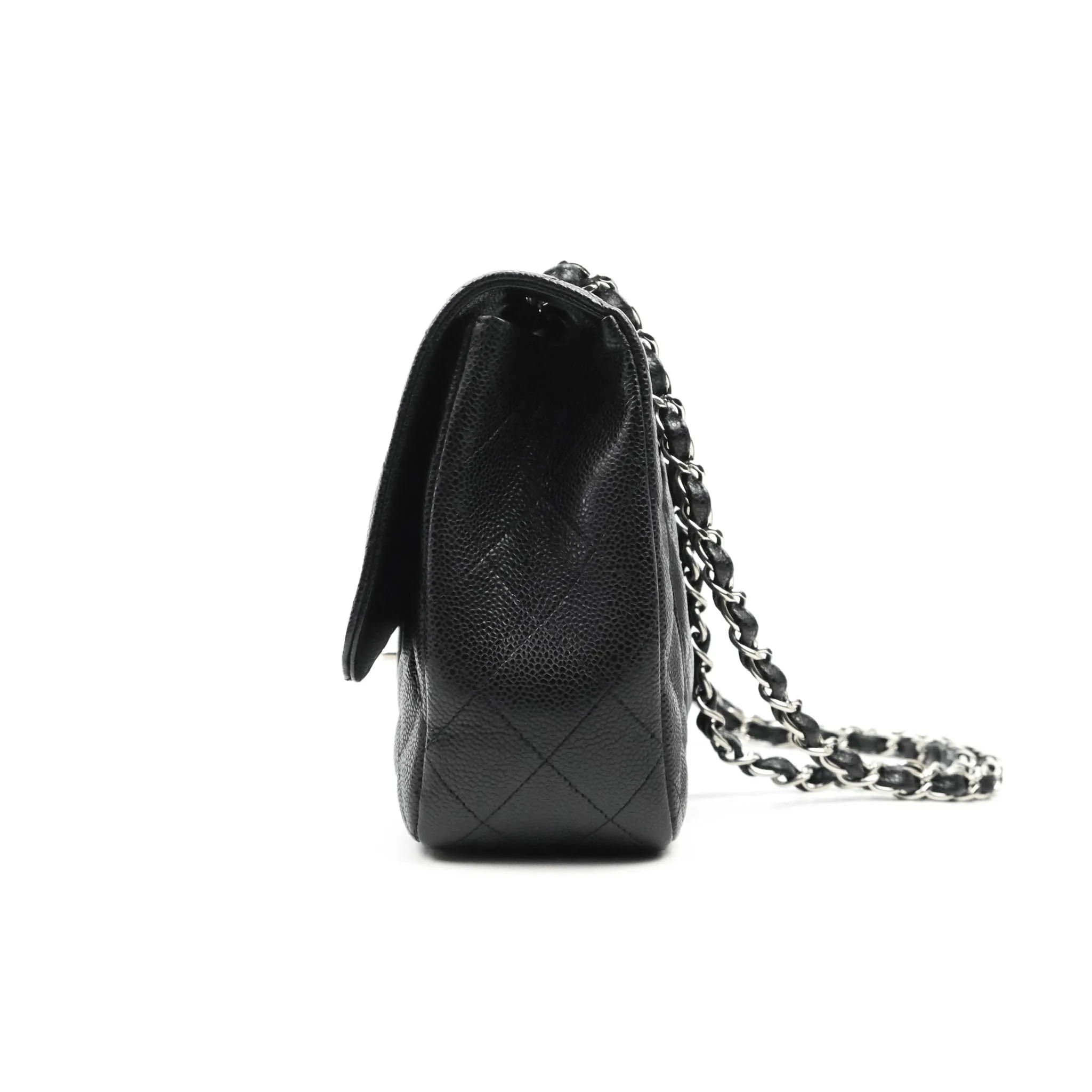 Chanel Jumbo Single Flap Black Caviar Silver Hardware