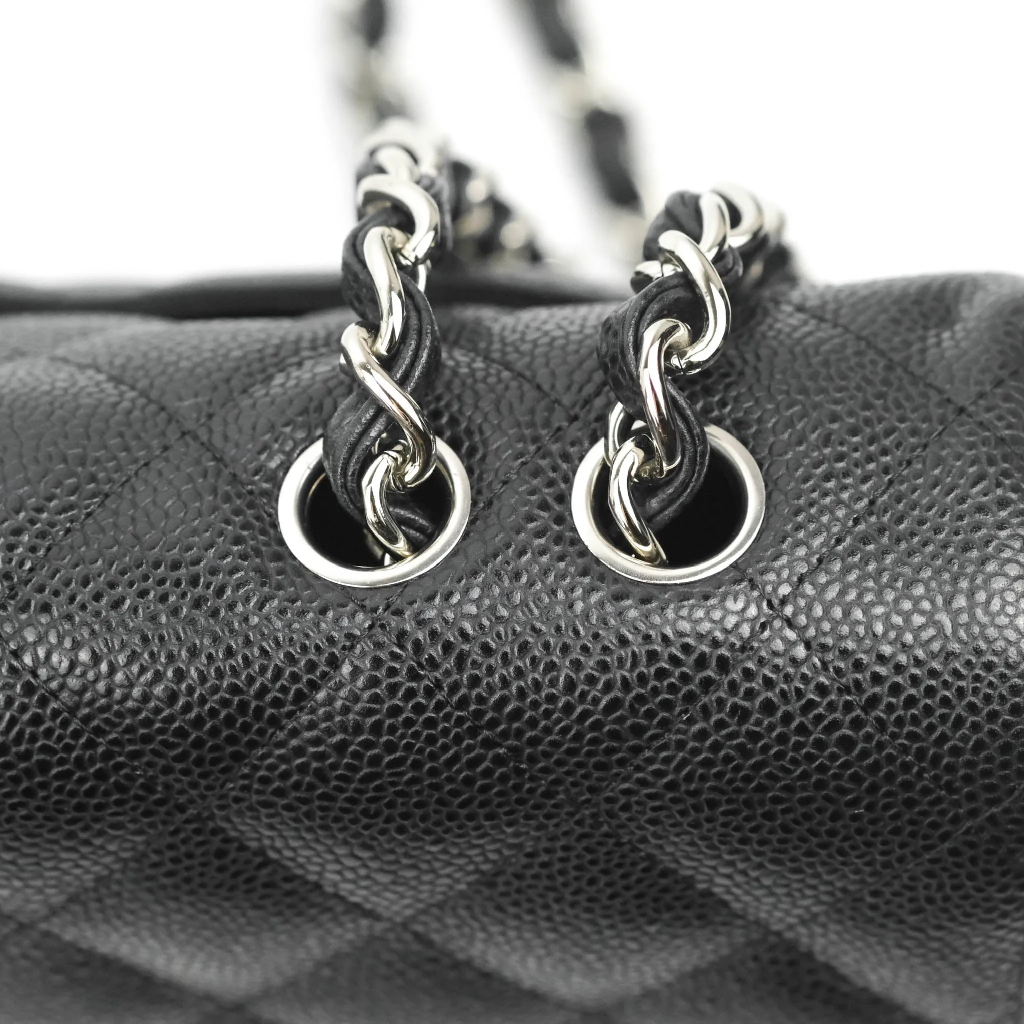 Chanel Jumbo Single Flap Black Caviar Silver Hardware