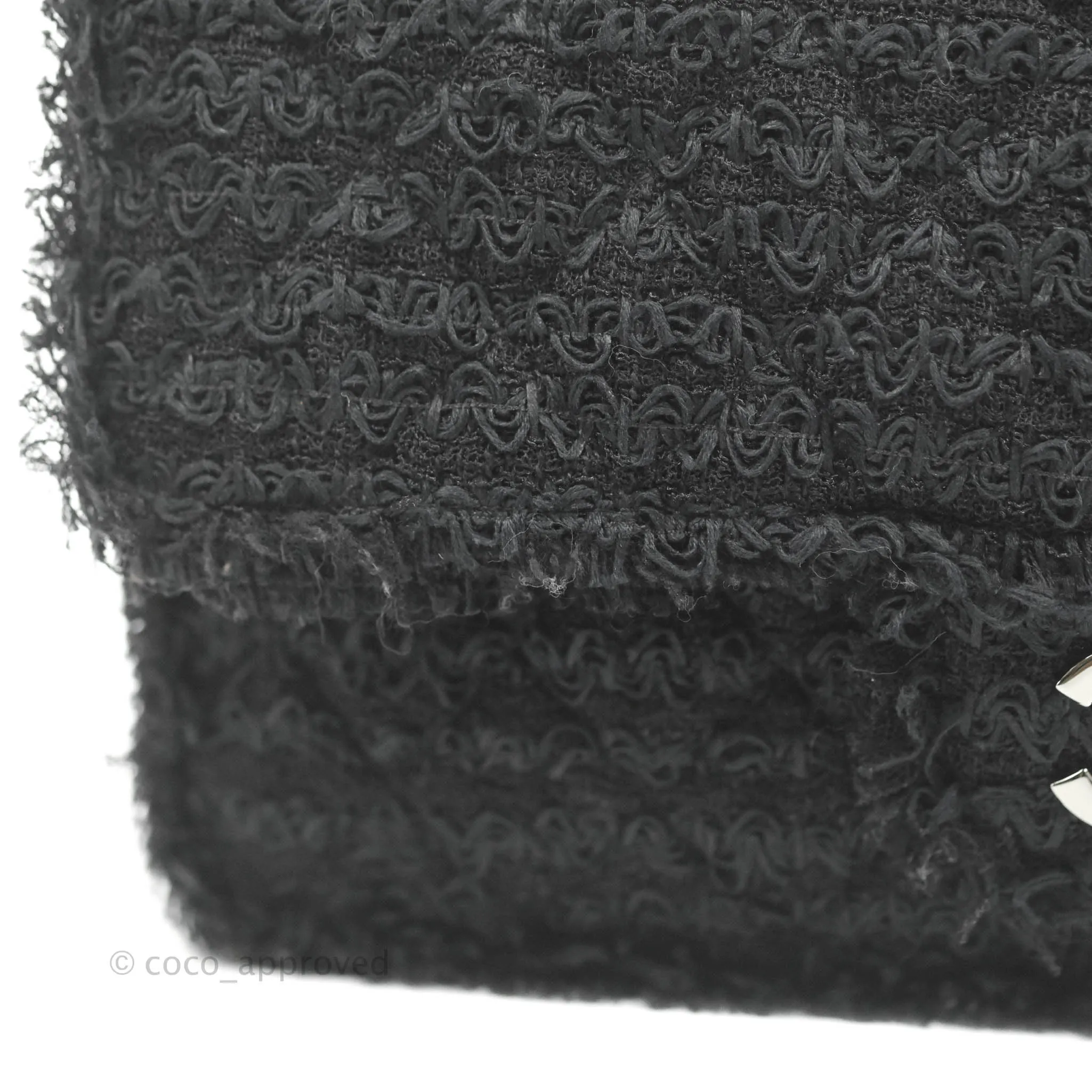 Chanel Medium Classic Double Flap Bag Black Tweed Gold & Gun Metal Hardware