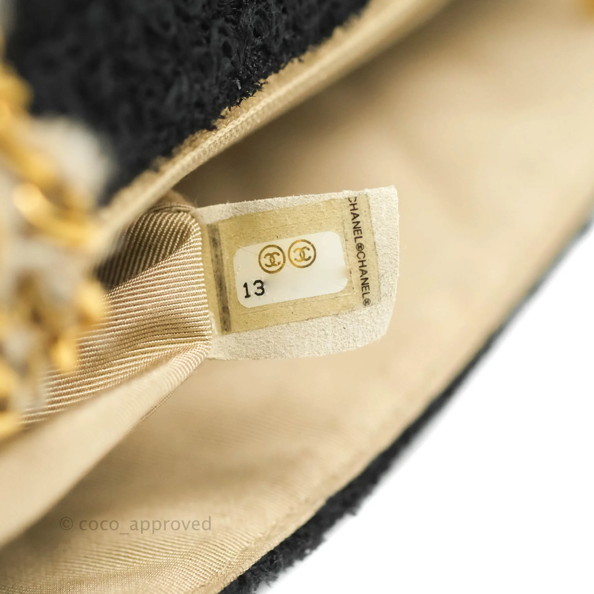 Chanel Medium Classic Double Flap Bag Black Tweed Gold & Gun Metal Hardware