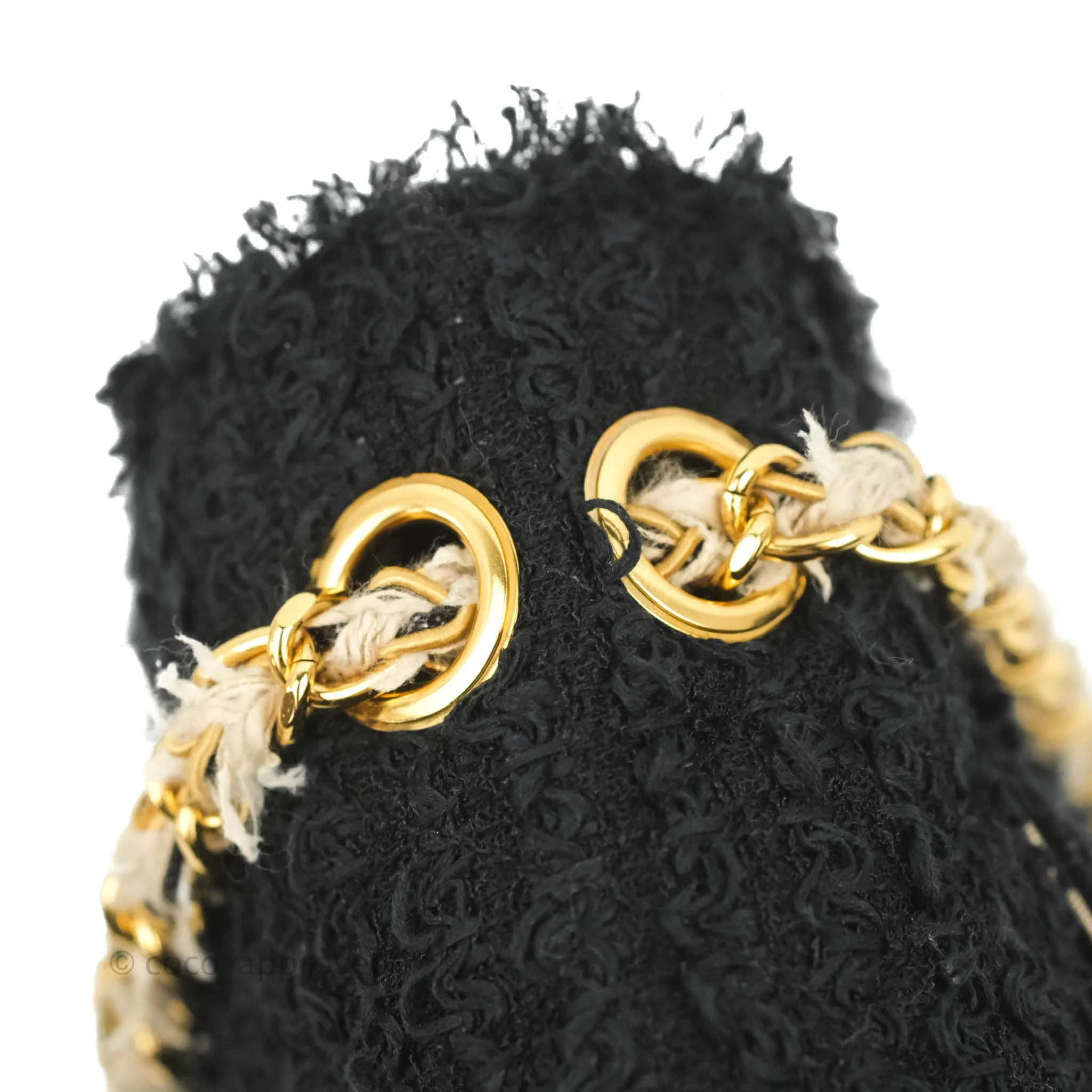 Chanel Medium Classic Double Flap Bag Black Tweed Gold & Gun Metal Hardware