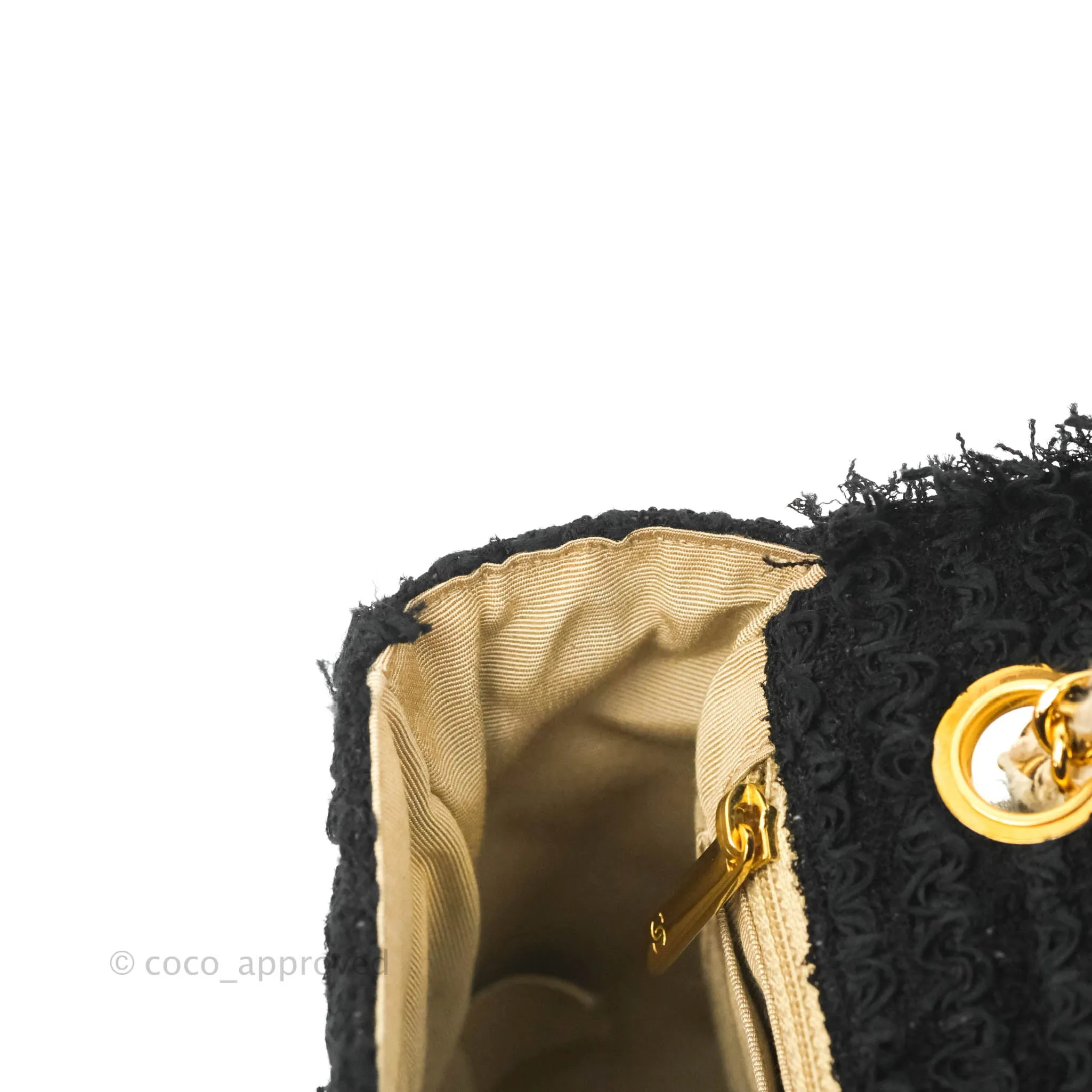Chanel Medium Classic Double Flap Bag Black Tweed Gold & Gun Metal Hardware