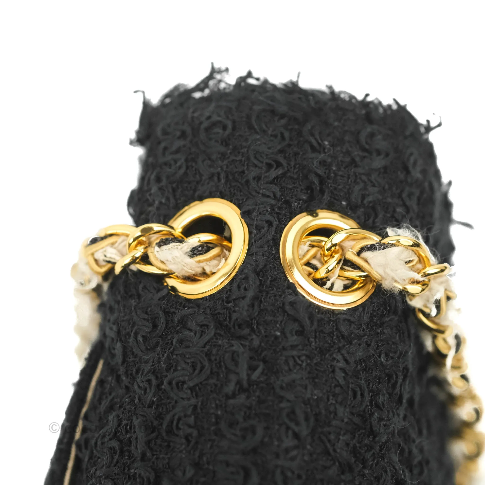 Chanel Medium Classic Double Flap Bag Black Tweed Gold & Gun Metal Hardware