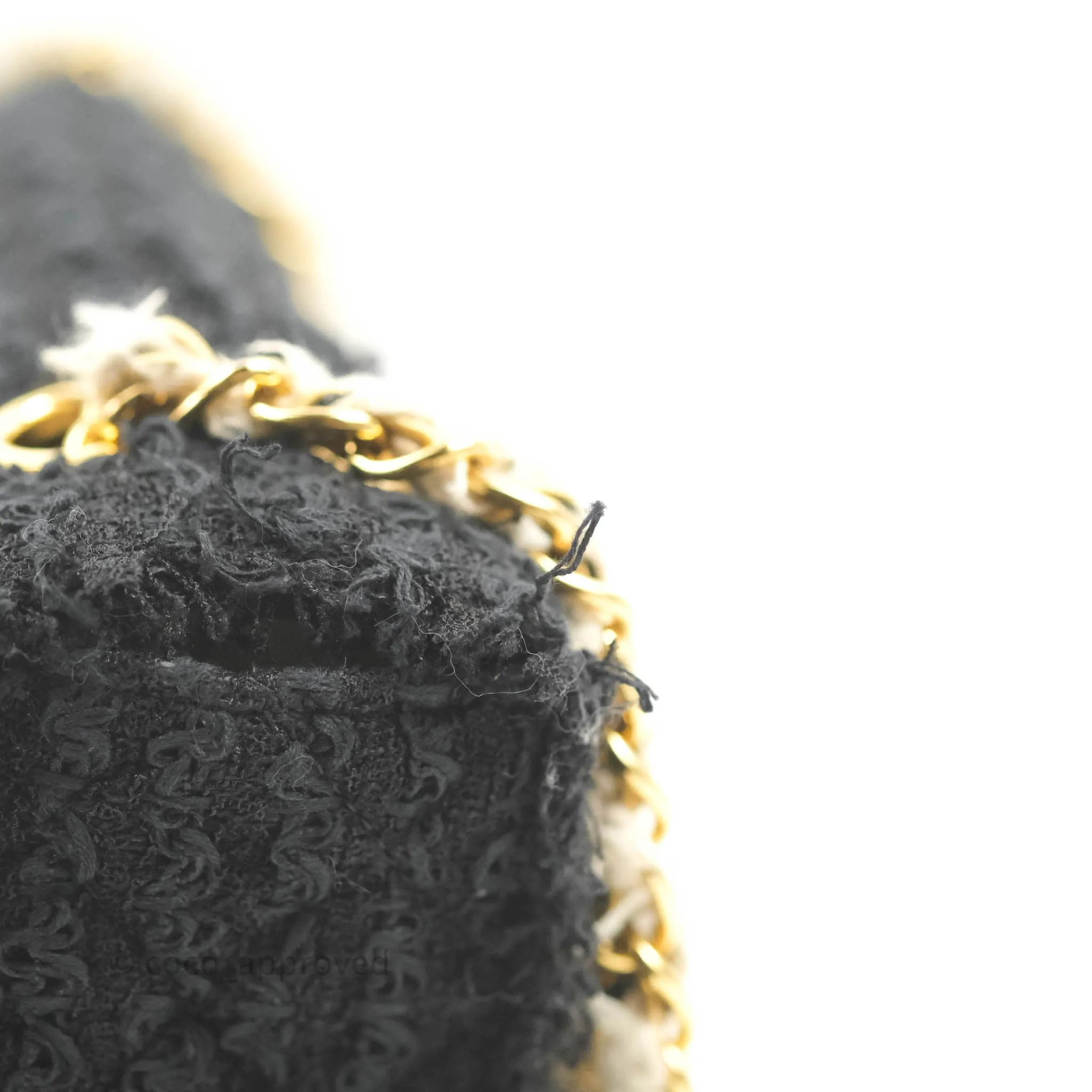 Chanel Medium Classic Double Flap Bag Black Tweed Gold & Gun Metal Hardware