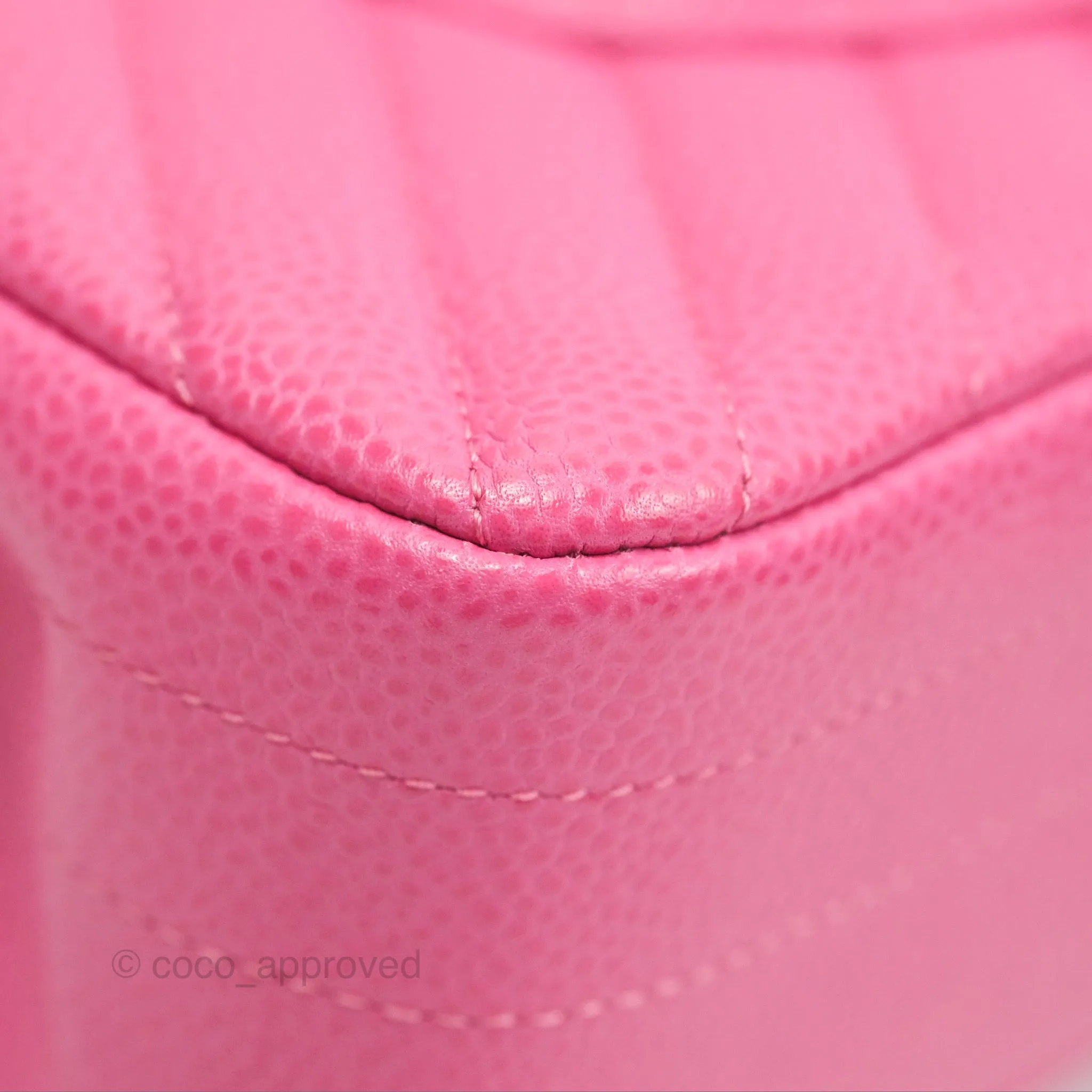 Chanel Medium Classic Flap Chevron Pink Caviar Silver Hardware