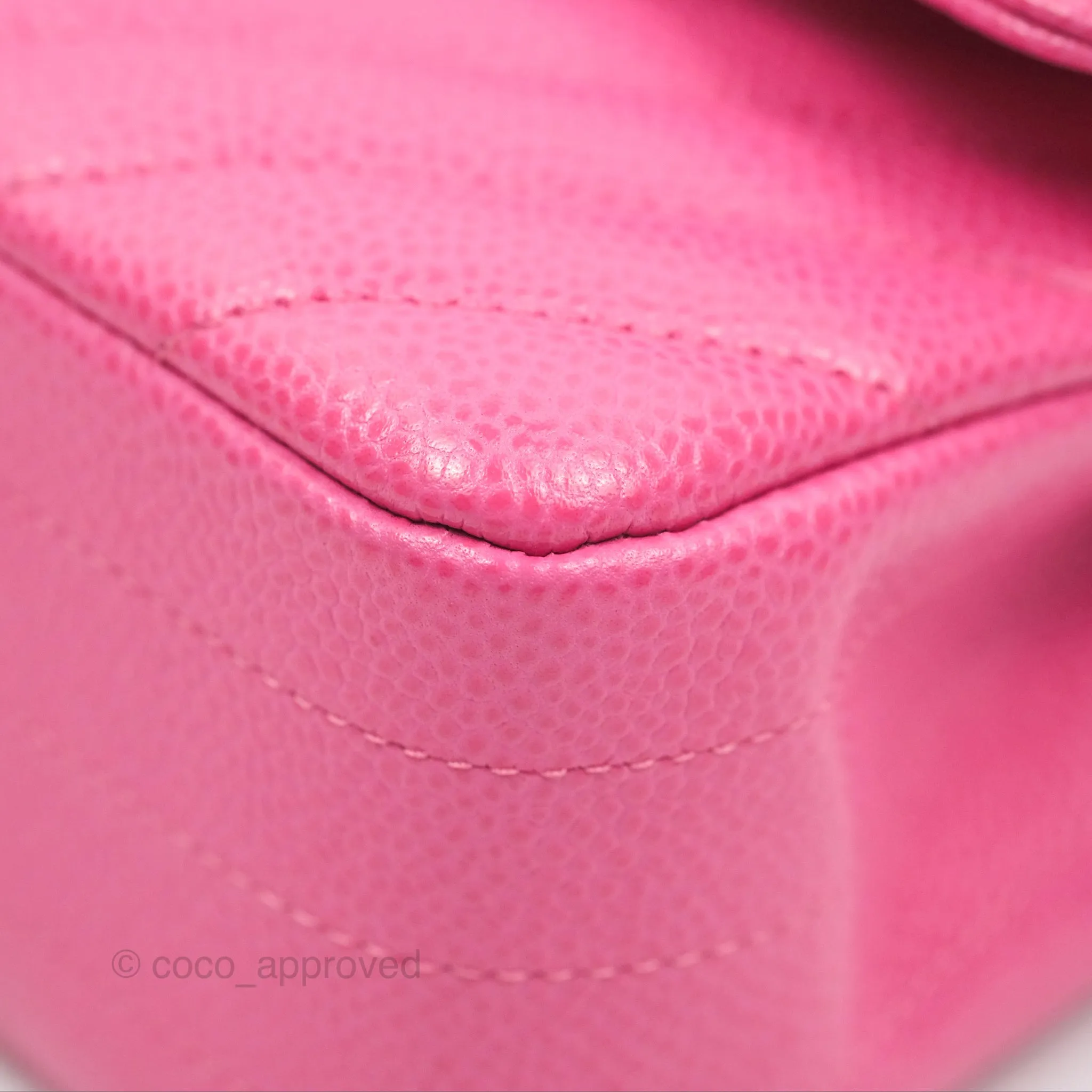 Chanel Medium Classic Flap Chevron Pink Caviar Silver Hardware