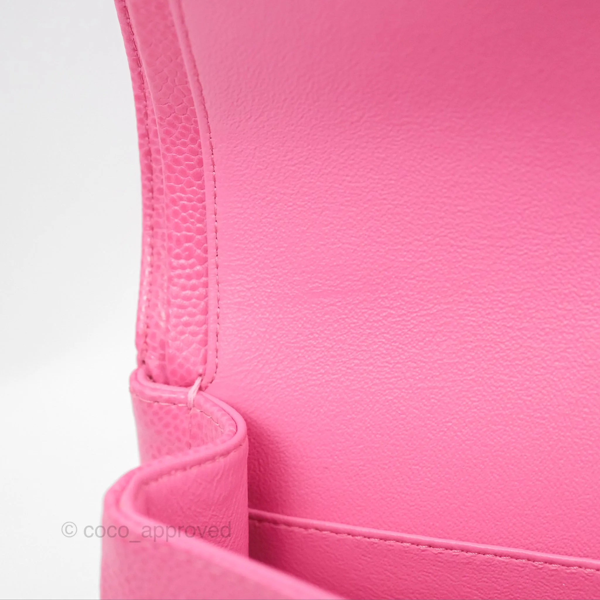 Chanel Medium Classic Flap Chevron Pink Caviar Silver Hardware