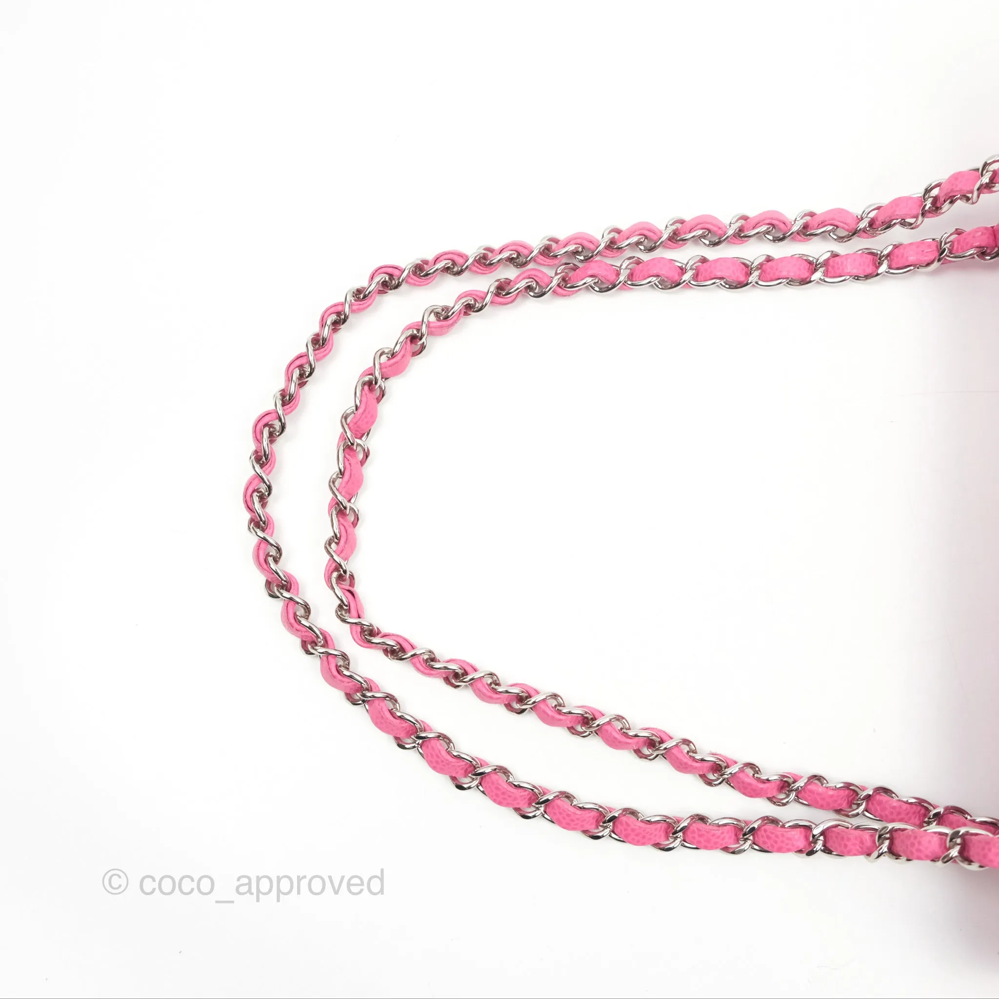 Chanel Medium Classic Flap Chevron Pink Caviar Silver Hardware
