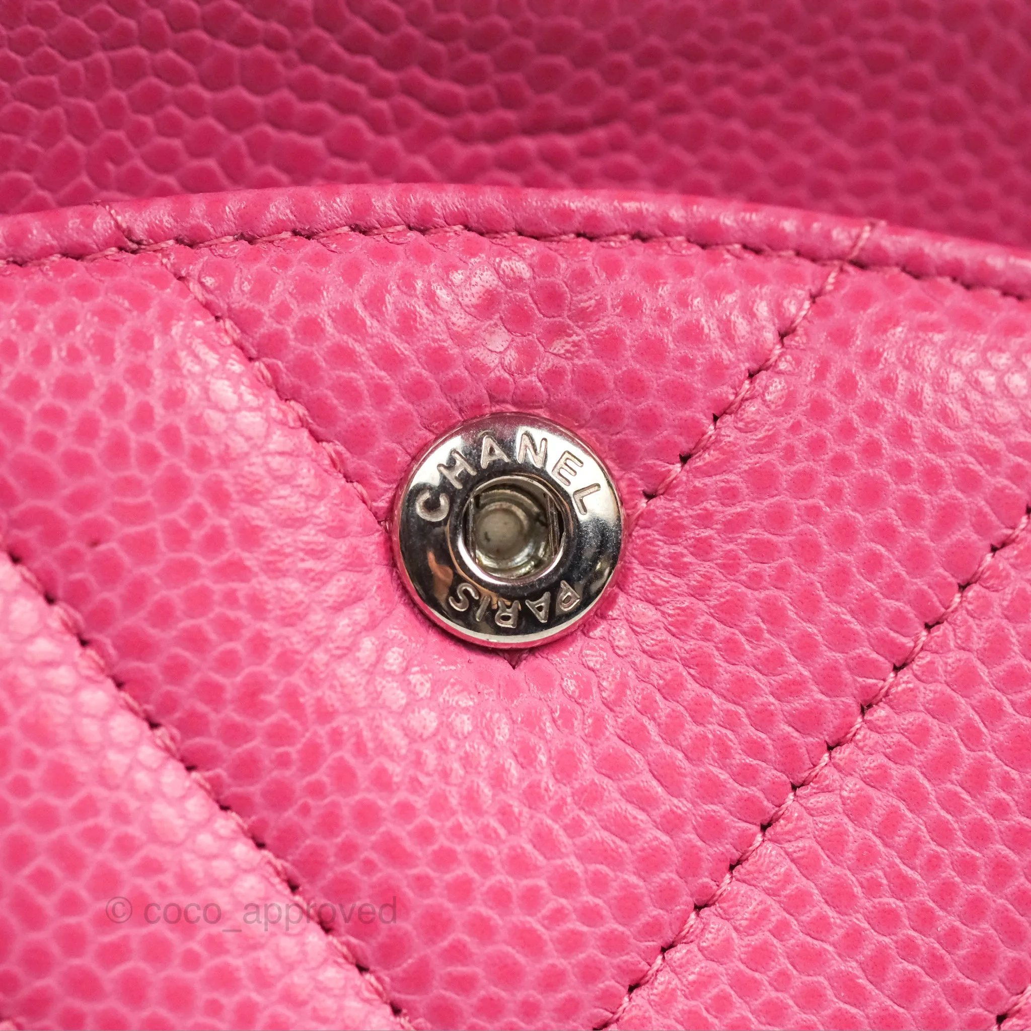 Chanel Medium Classic Flap Chevron Pink Caviar Silver Hardware