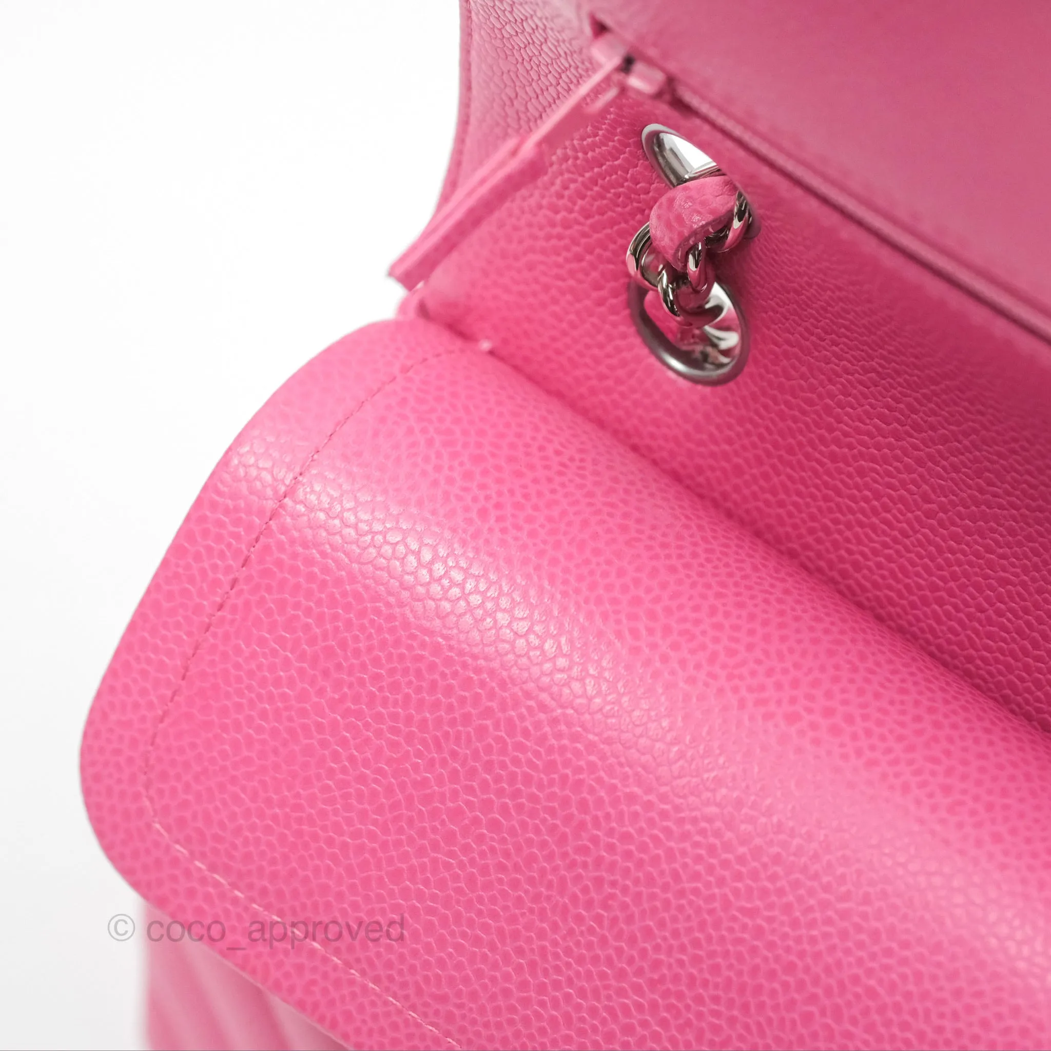 Chanel Medium Classic Flap Chevron Pink Caviar Silver Hardware
