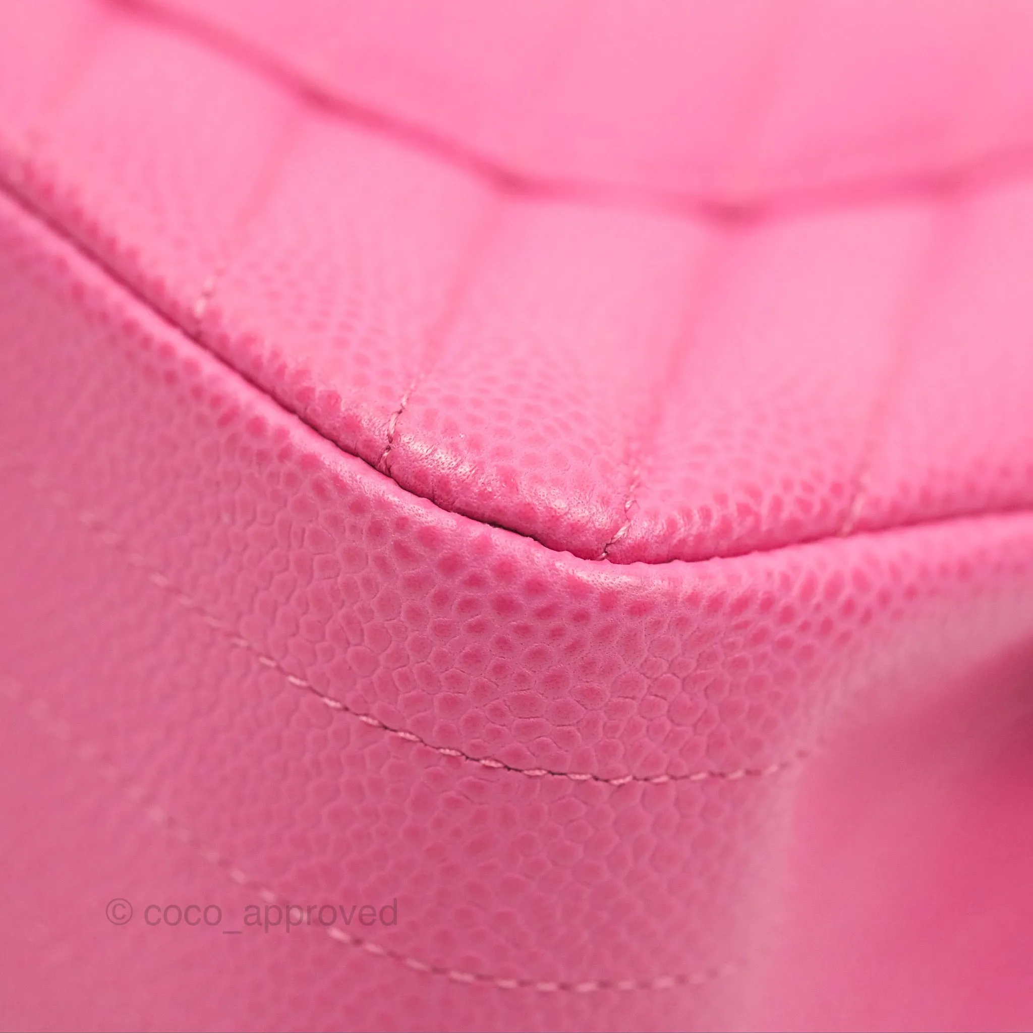 Chanel Medium Classic Flap Chevron Pink Caviar Silver Hardware